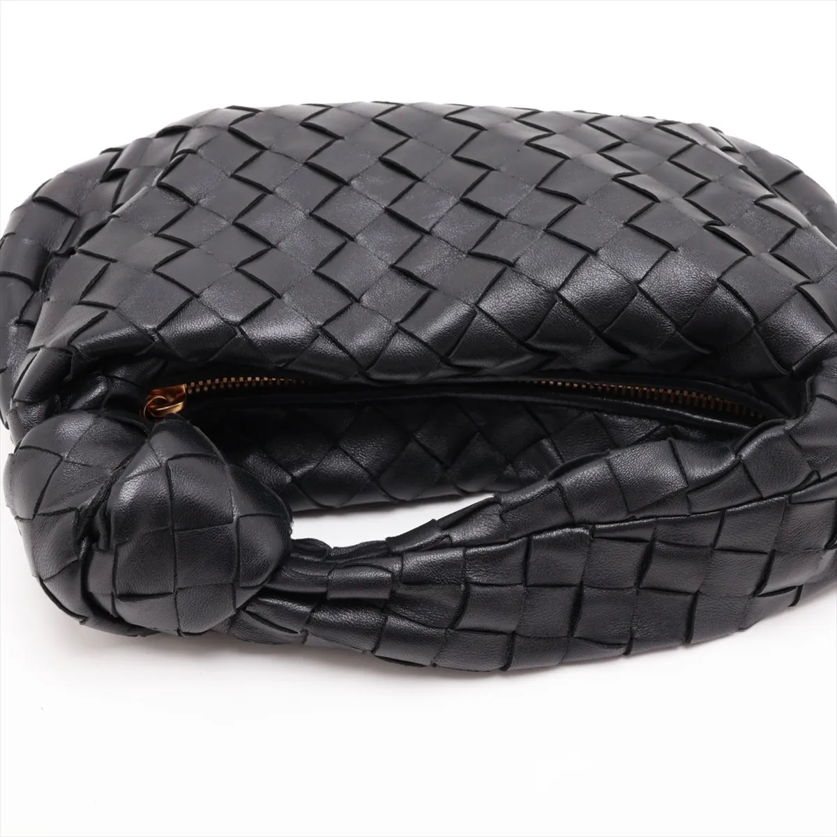 Intrecciato Mini Jodie Leather Handbag, Black — view 5