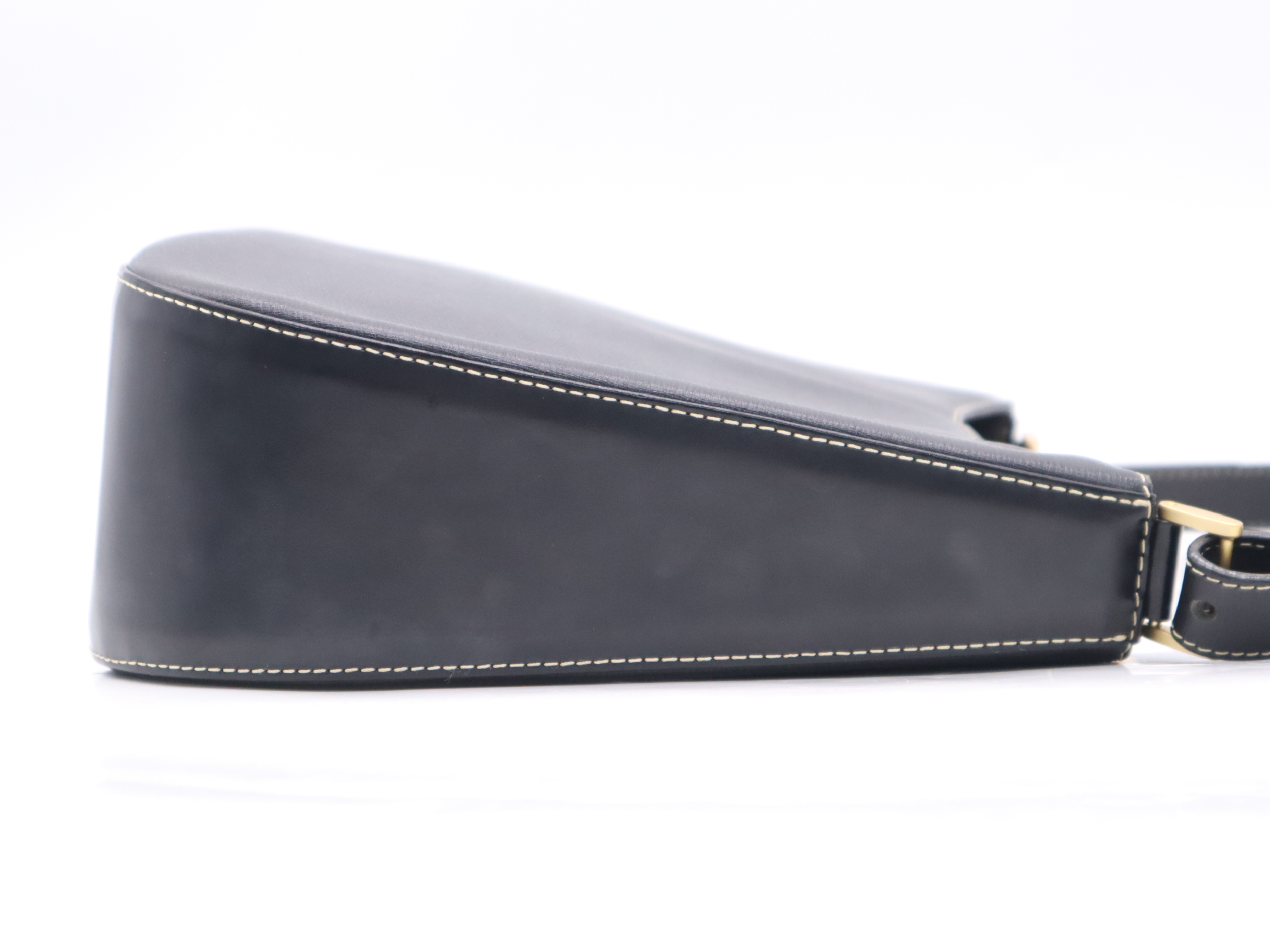 Leather Nova Check Gold Hardware Shoulder Bag Black Shoulder Bag — view 5