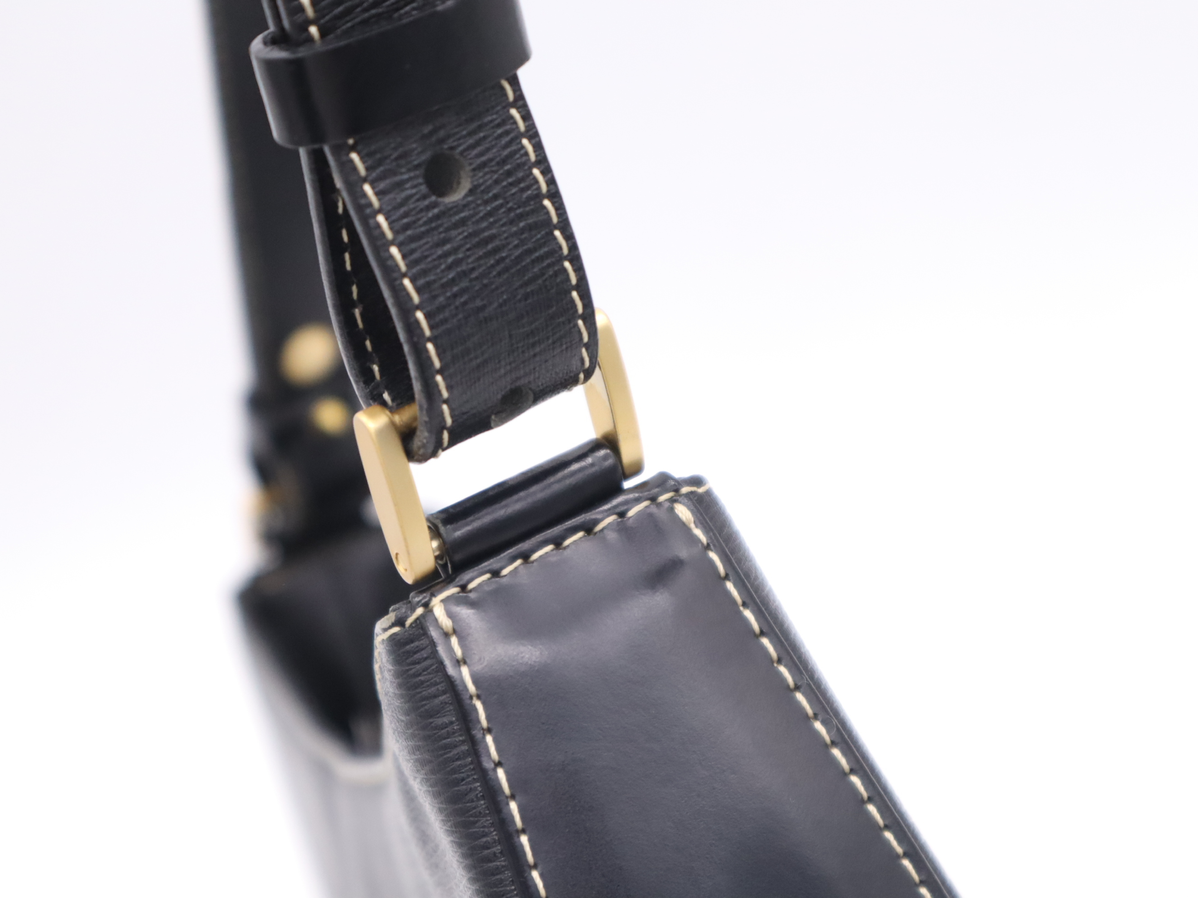 Leather Nova Check Gold Hardware Shoulder Bag Black Shoulder Bag — view 7