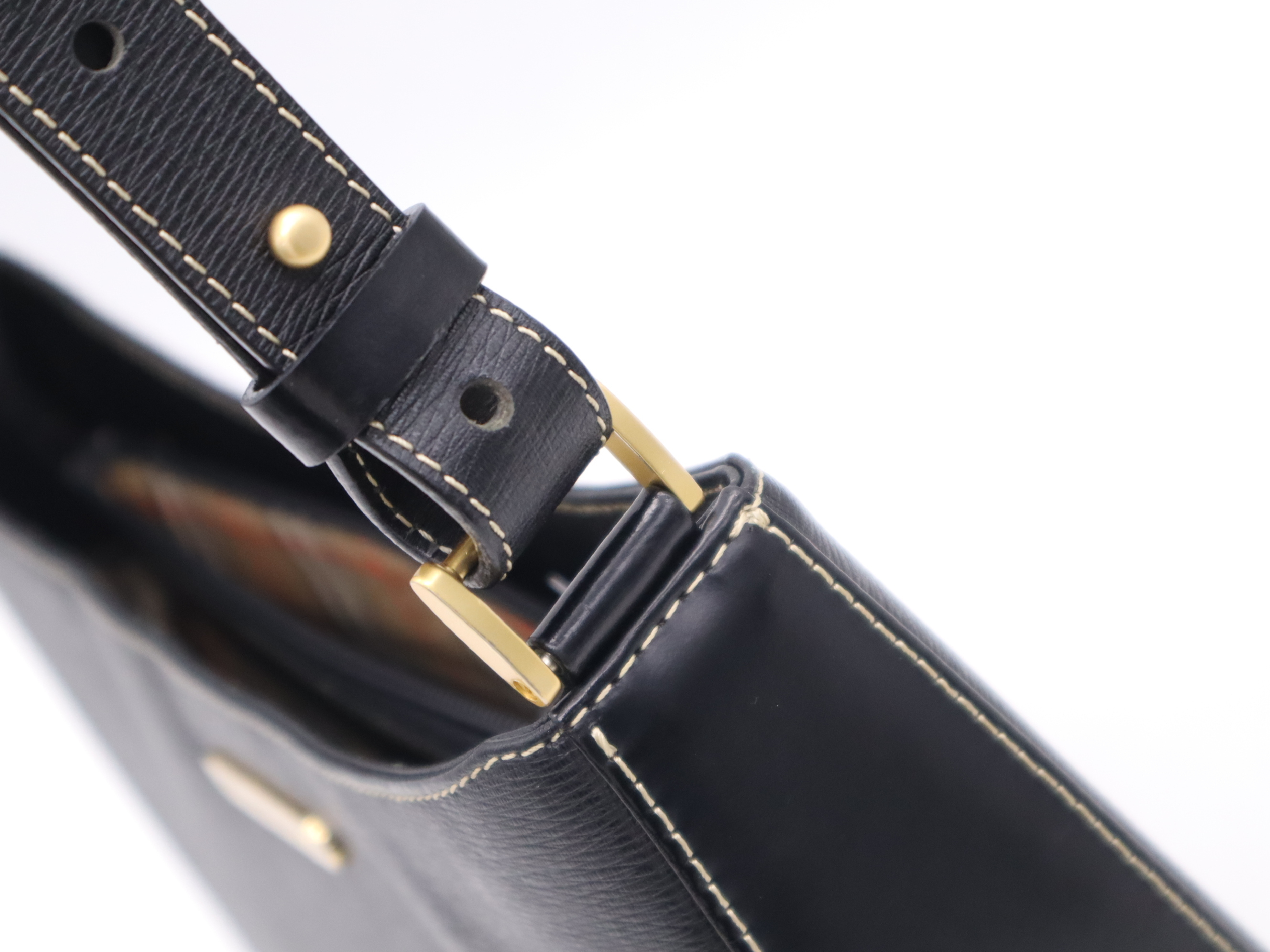 Leather Nova Check Gold Hardware Shoulder Bag Black Shoulder Bag — view 8