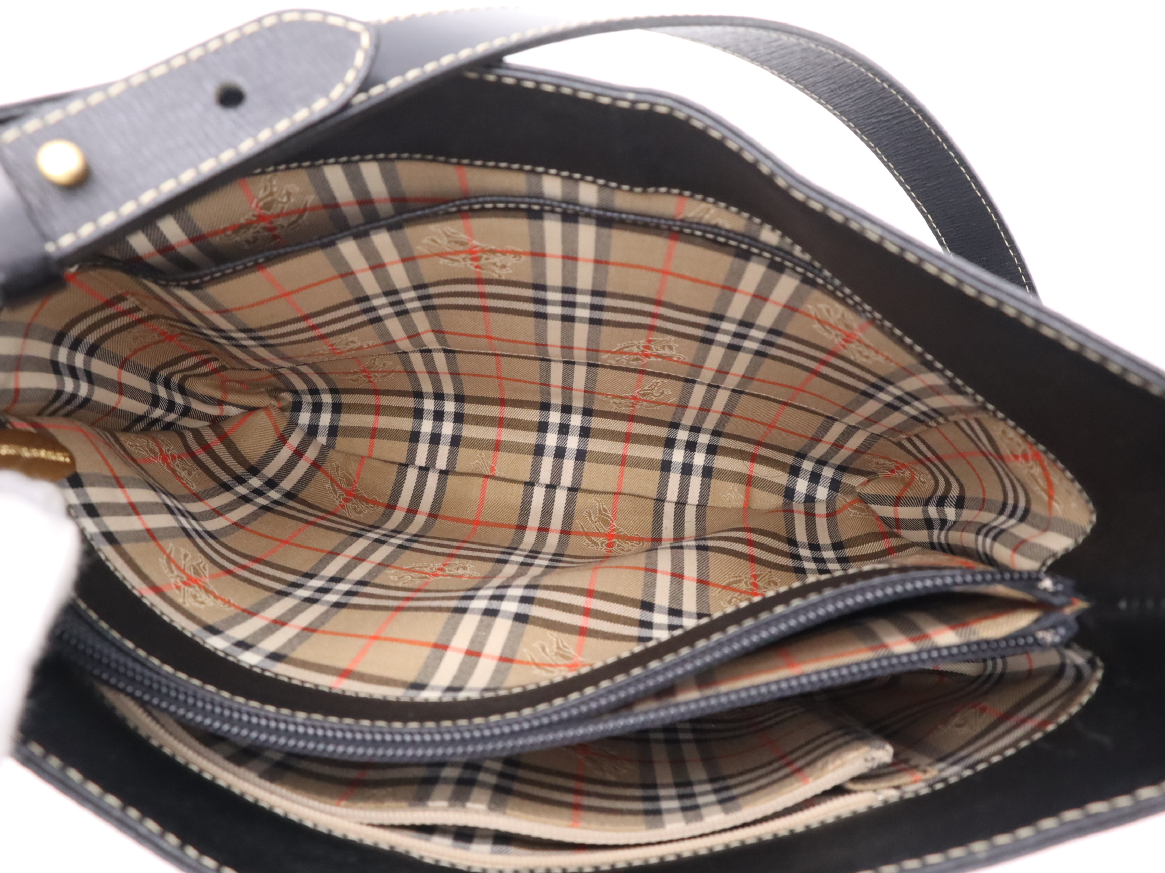 Leather Nova Check Gold Hardware Shoulder Bag Black Shoulder Bag — view 10