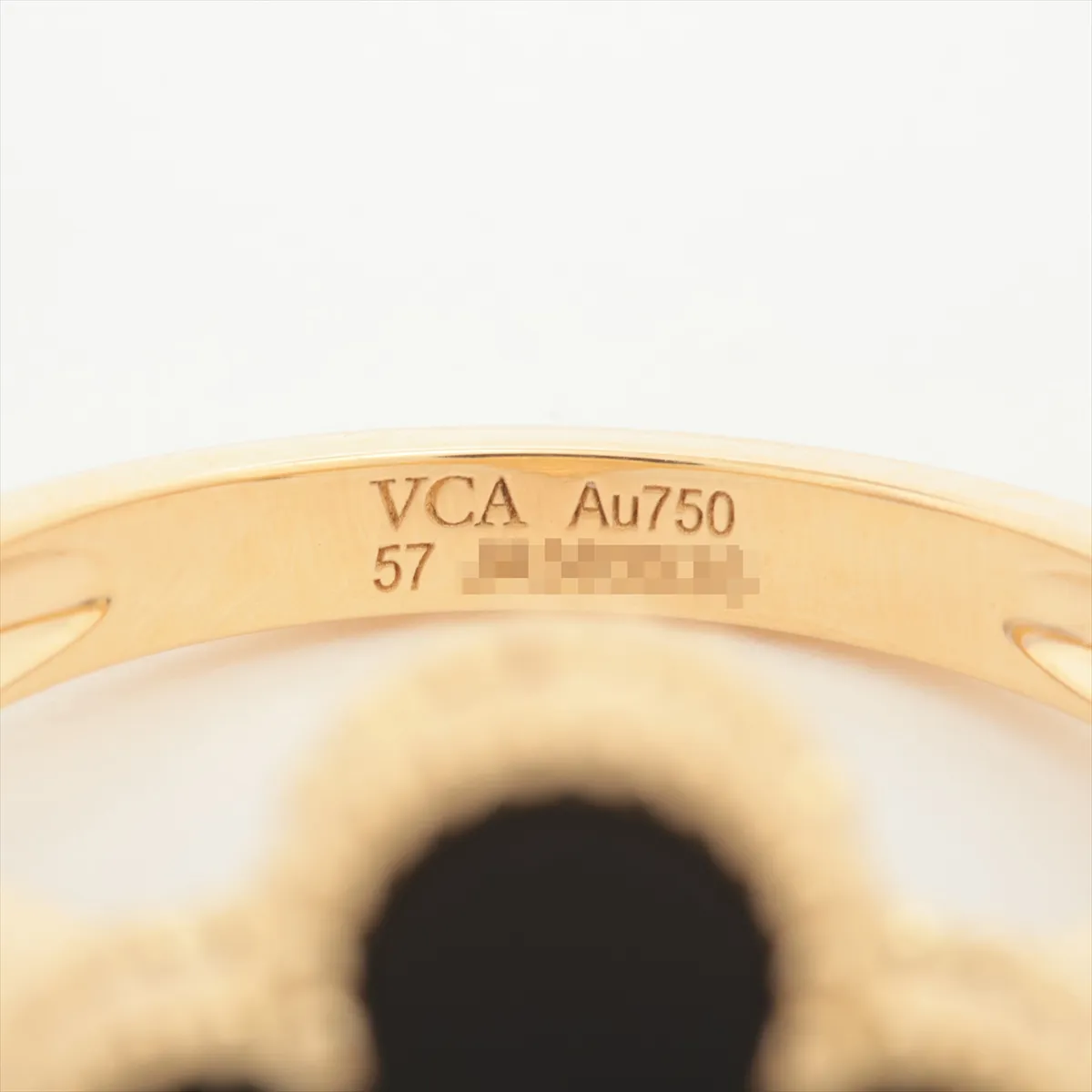 Vintage Alhambra Onyx Diamond Ring 750 (Yellow Gold) 7.0g Size 57 JA383535 Hallmark — view 3
