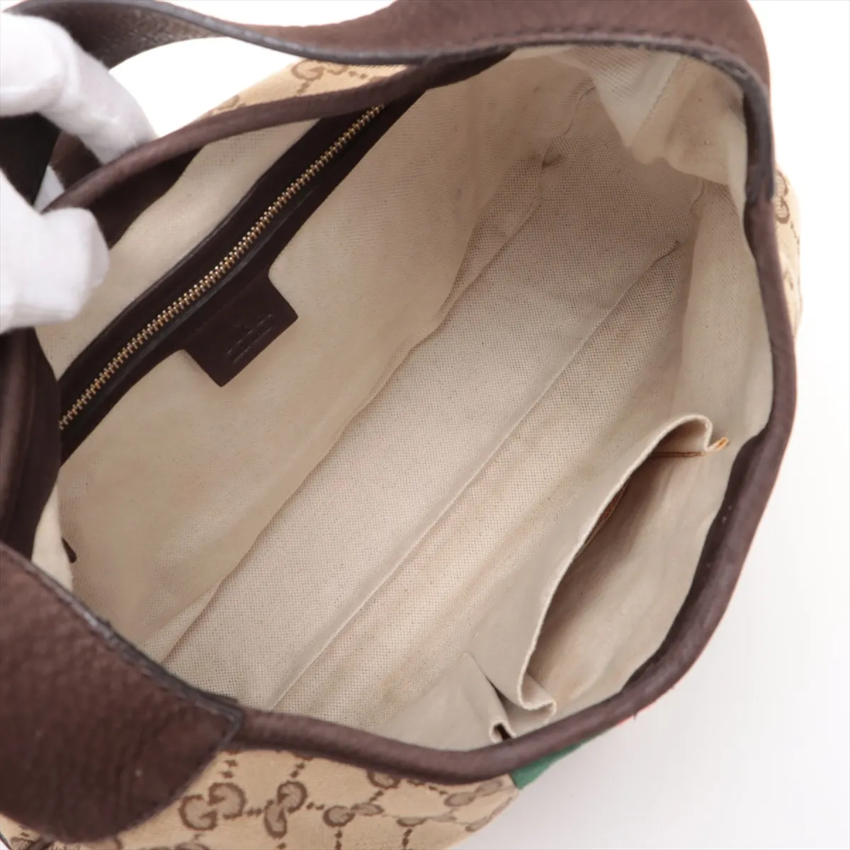GG Canvas New Jackie Canvas x Suede Shoulder Bag Beige x Brown 277520 — view 8