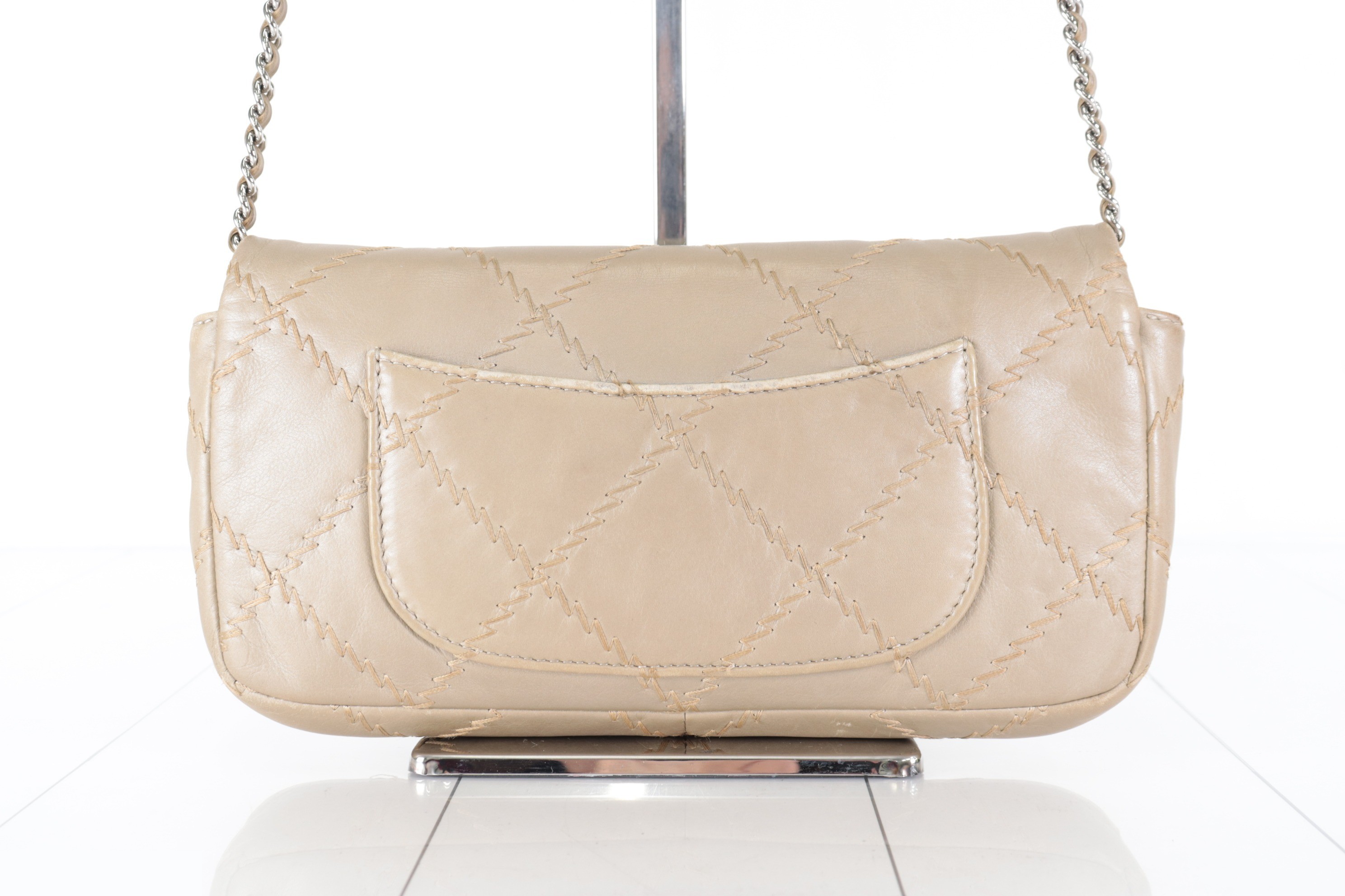 Ultra Stitch Lamb Chain Shoulder Bag, Beige, Series 15 — view 3