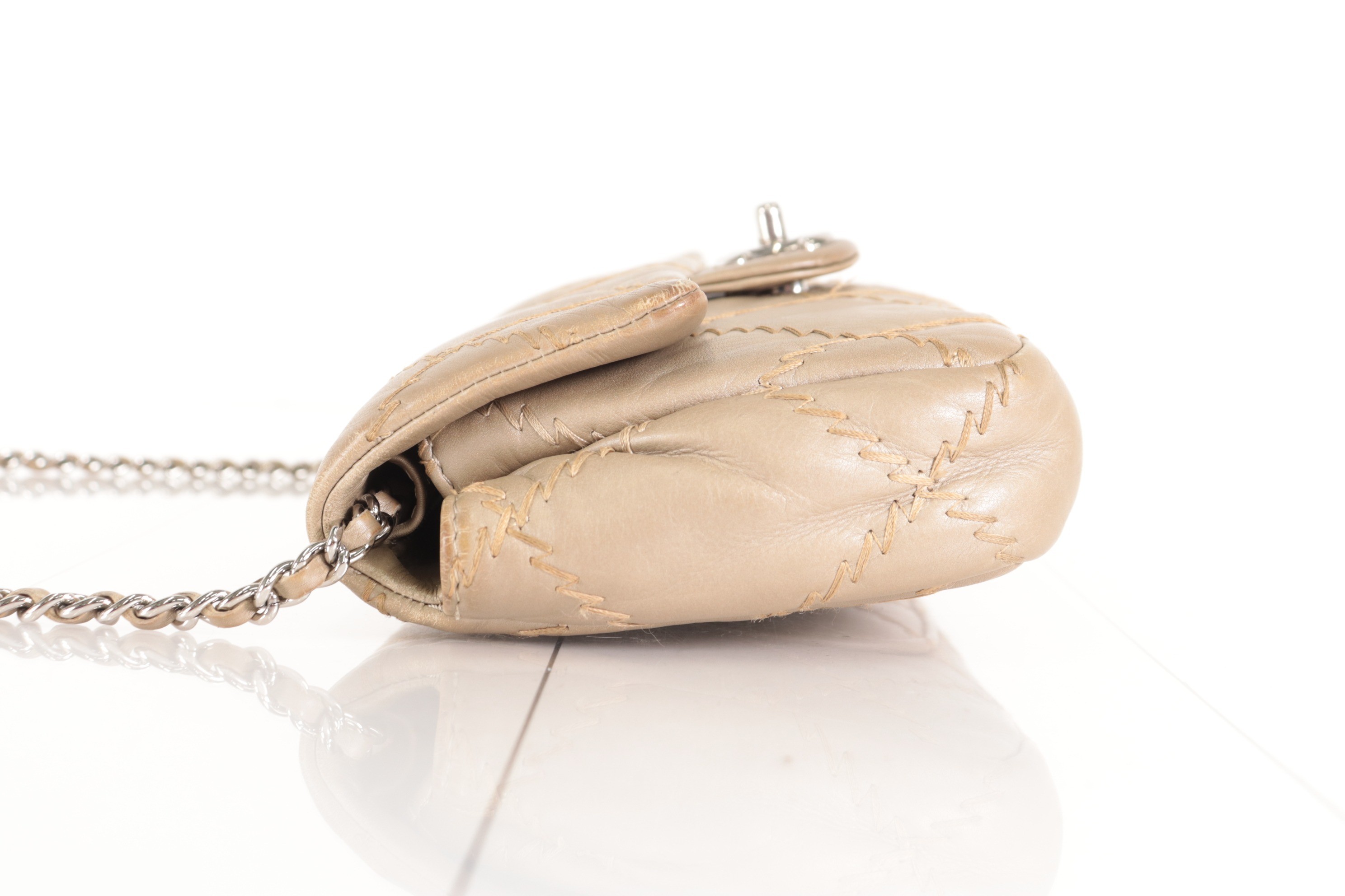Ultra Stitch Lamb Chain Shoulder Bag, Beige, Series 15 — view 4