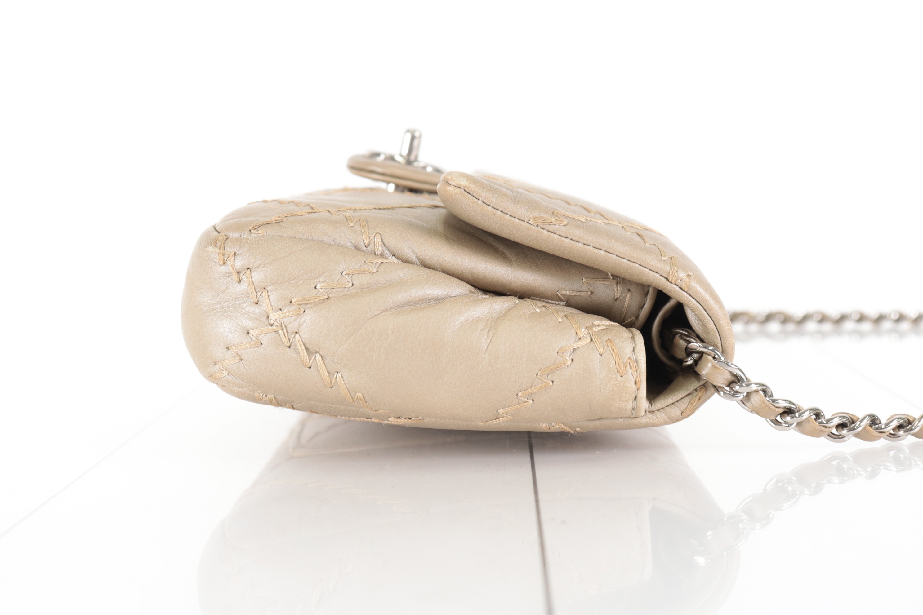 Ultra Stitch Lamb Chain Shoulder Bag, Beige, Series 15 — view 5