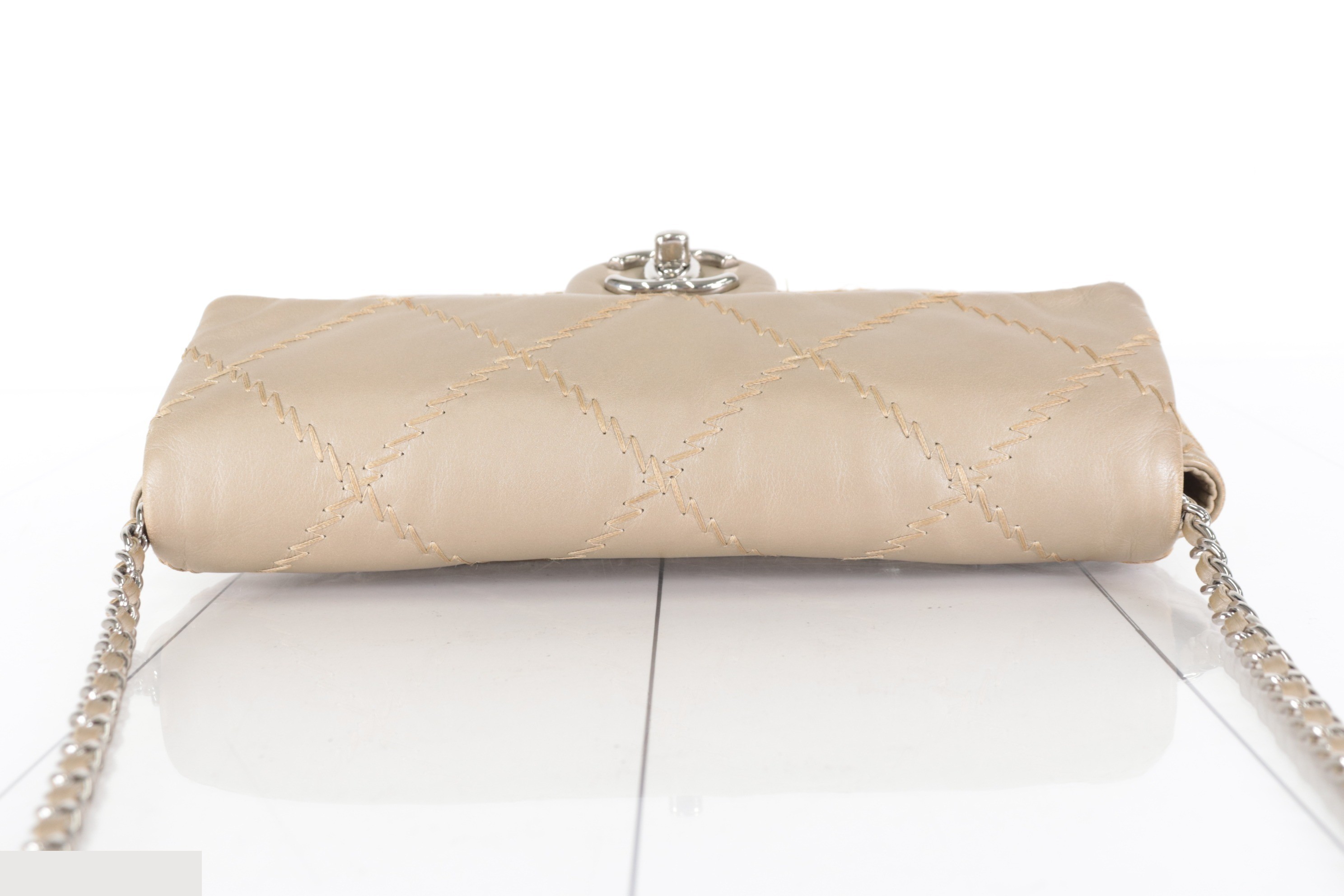 Ultra Stitch Lamb Chain Shoulder Bag, Beige, Series 15 — view 6