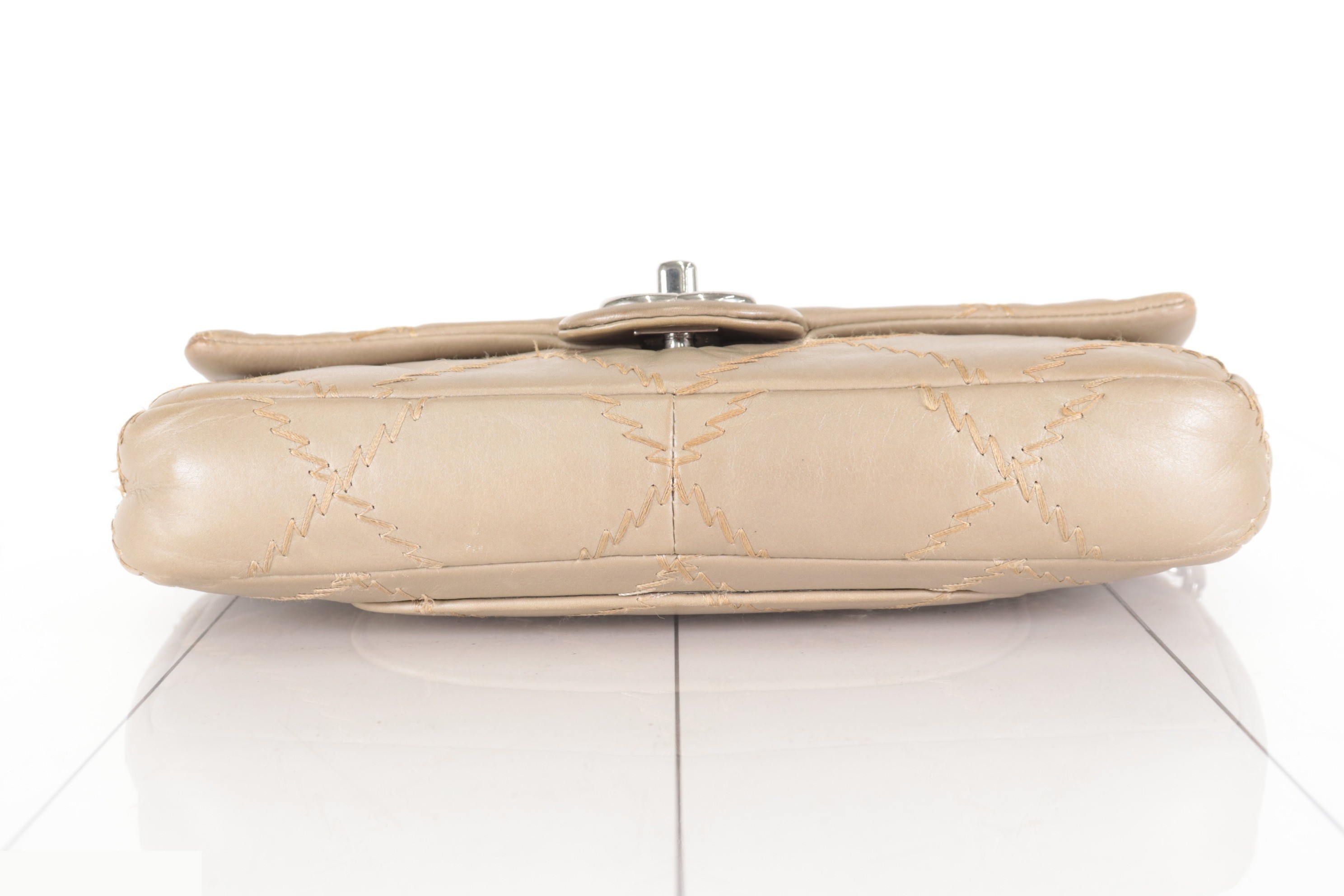 Ultra Stitch Lamb Chain Shoulder Bag, Beige, Series 15 — view 7