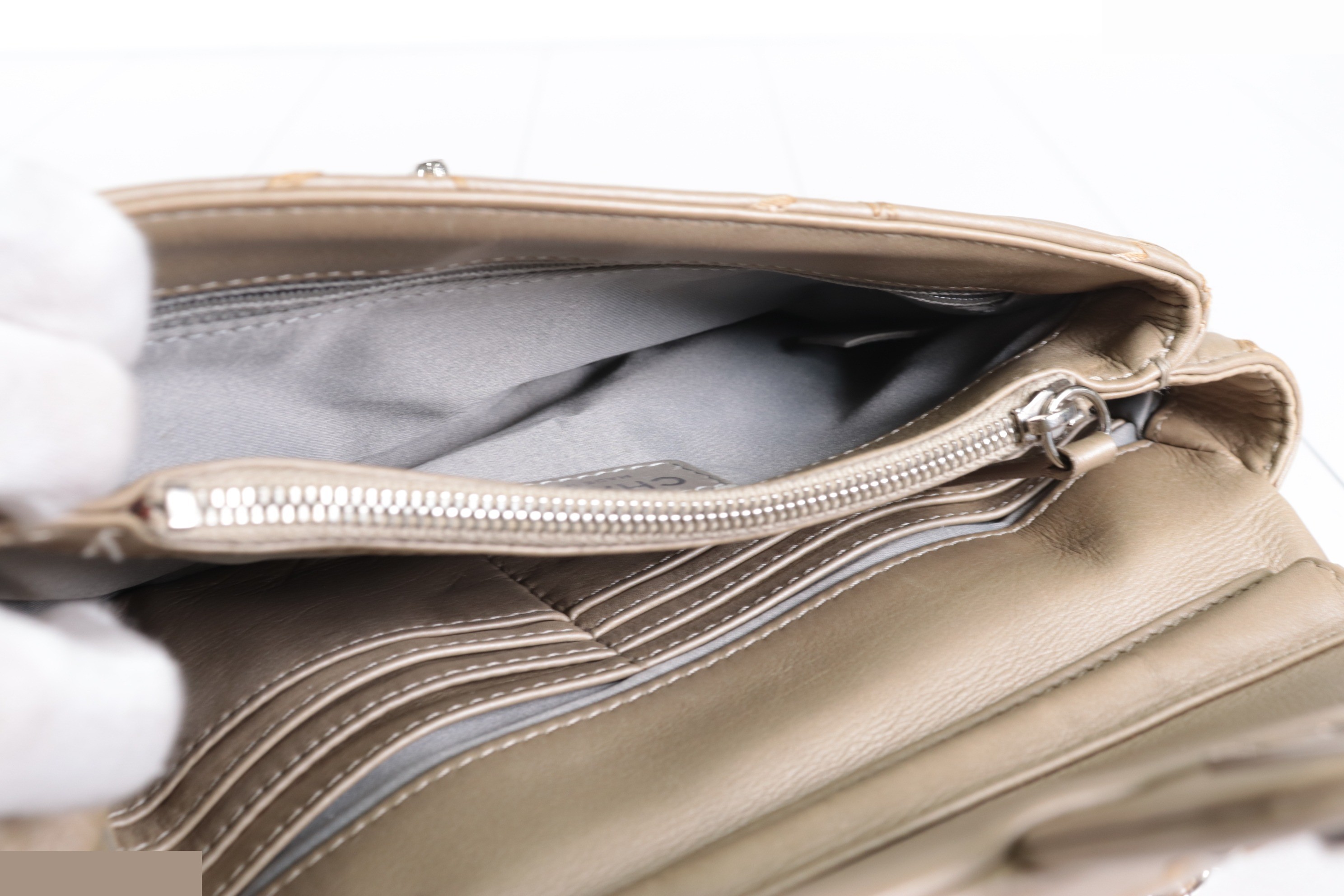Ultra Stitch Lamb Chain Shoulder Bag, Beige, Series 15 — view 9