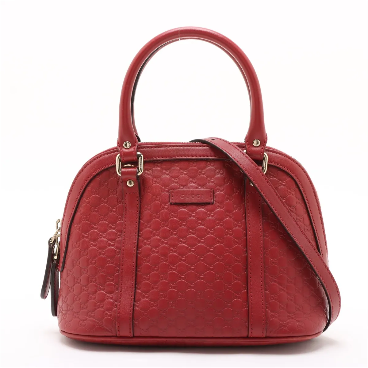 Microguccissima Leather 2-Way Handbag, Red, 449654 (Outlet)