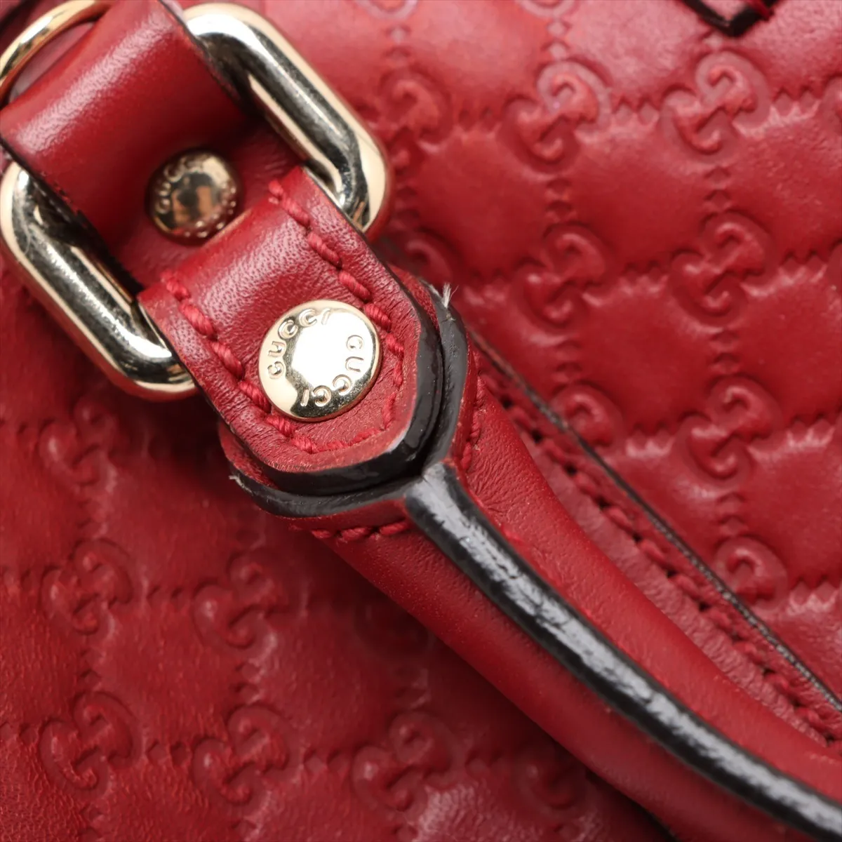Microguccissima Leather 2-Way Handbag, Red, 449654 (Outlet) — view 11