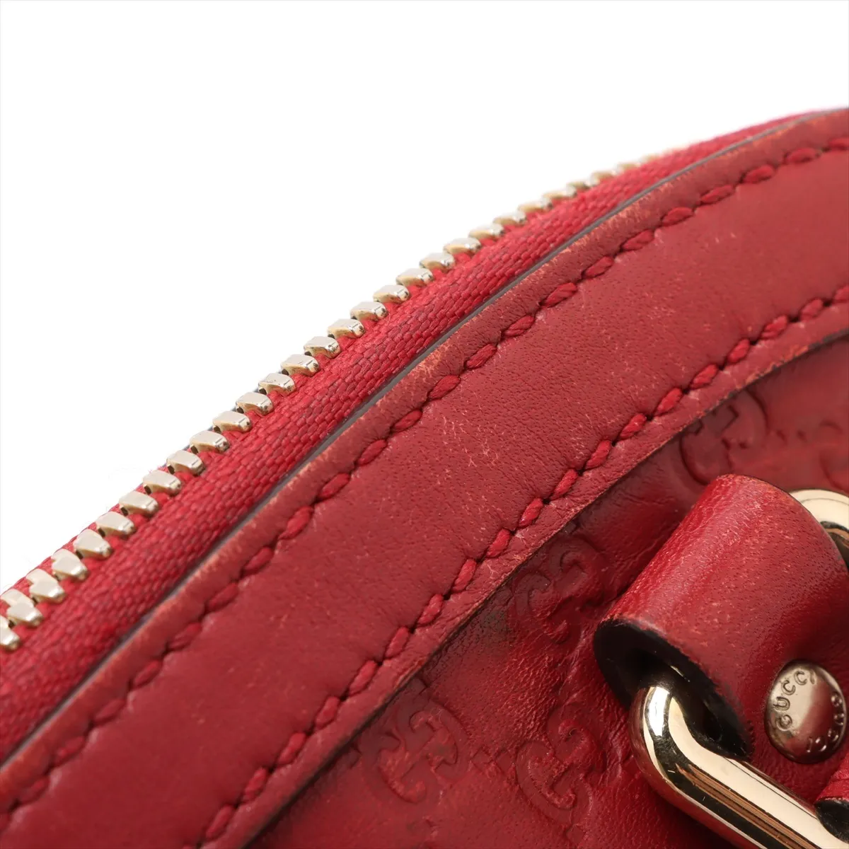 Microguccissima Leather 2-Way Handbag, Red, 449654 (Outlet) — view 10