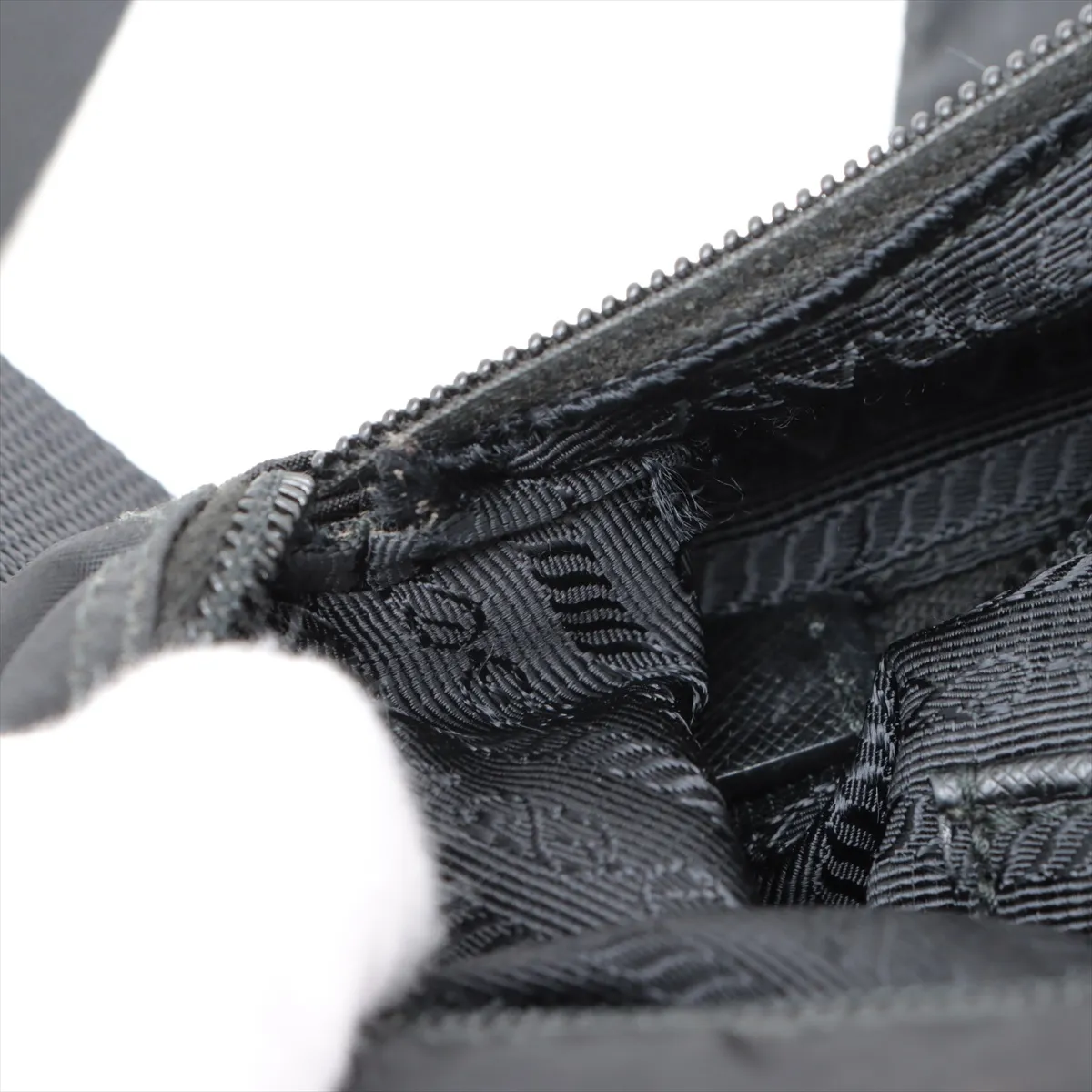 Tessuto Nylon x Leather Shoulder Bag Black — view 12