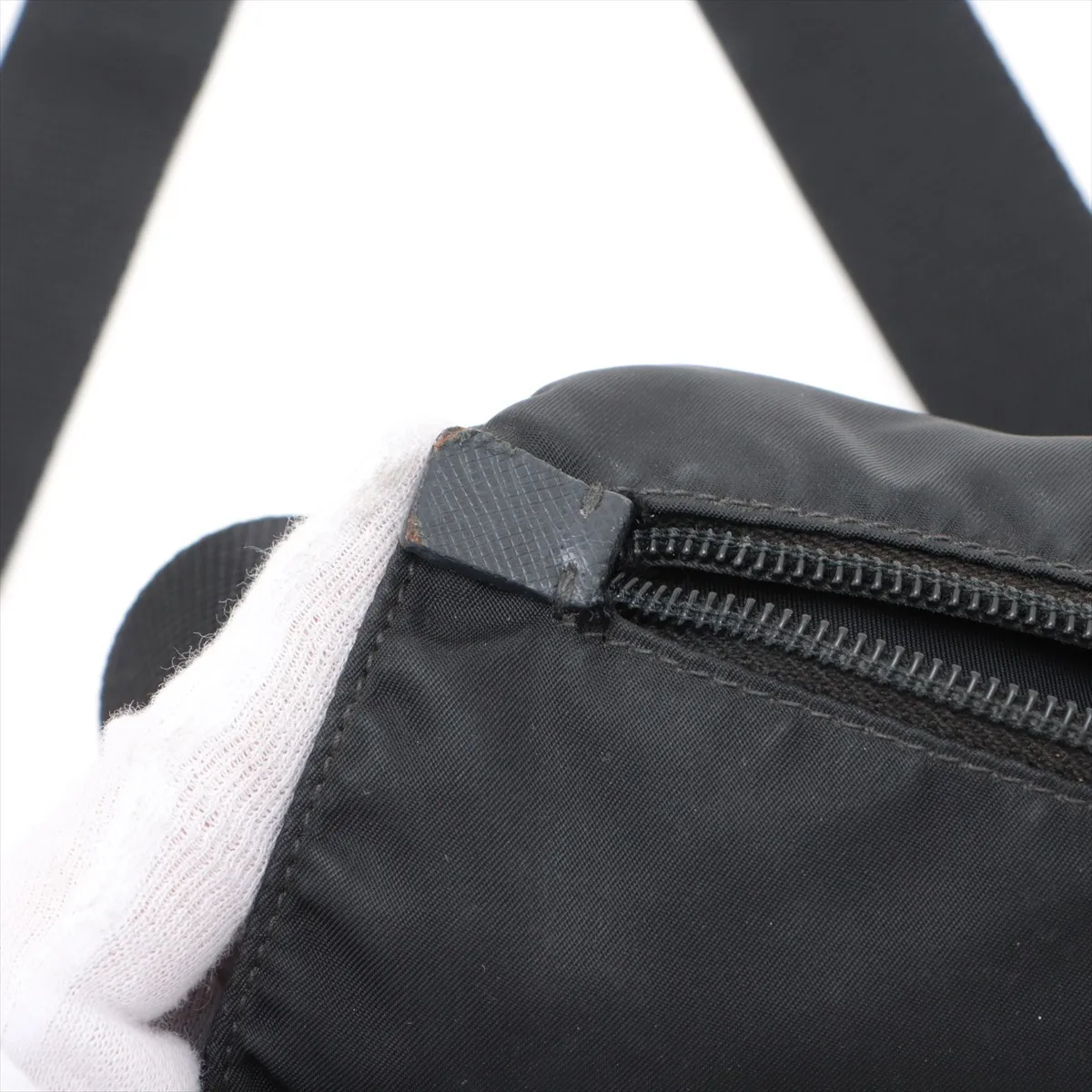 Tessuto Nylon x Leather Shoulder Bag Black — view 13