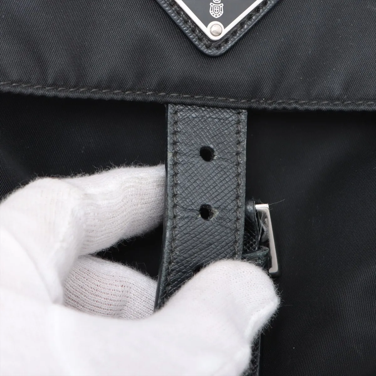 Tessuto Nylon x Leather Shoulder Bag Black — view 14