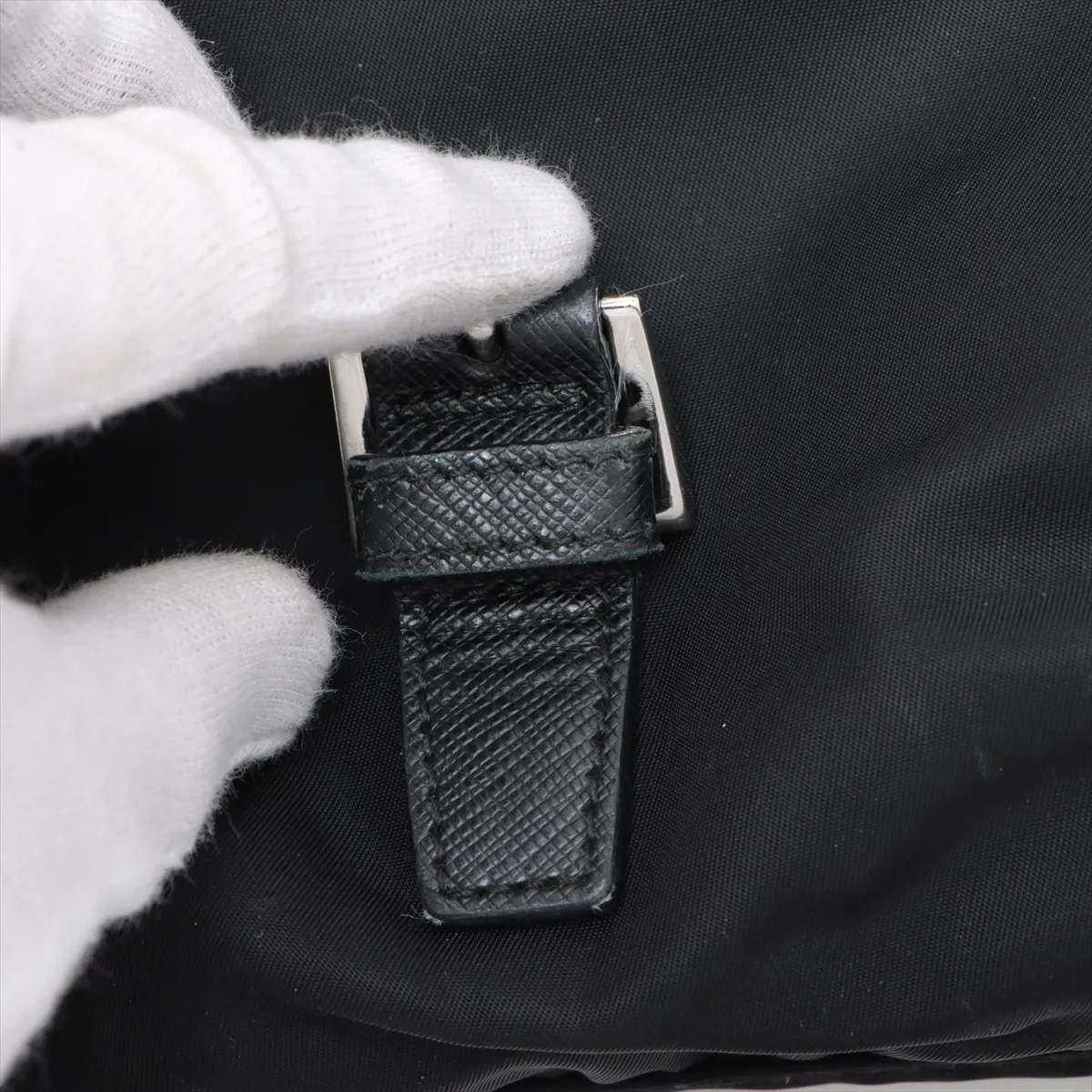 Tessuto Nylon x Leather Shoulder Bag Black — view 15