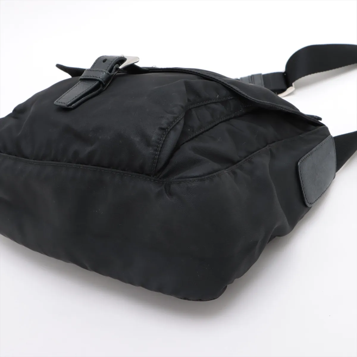 Tessuto Nylon x Leather Shoulder Bag Black — view 3