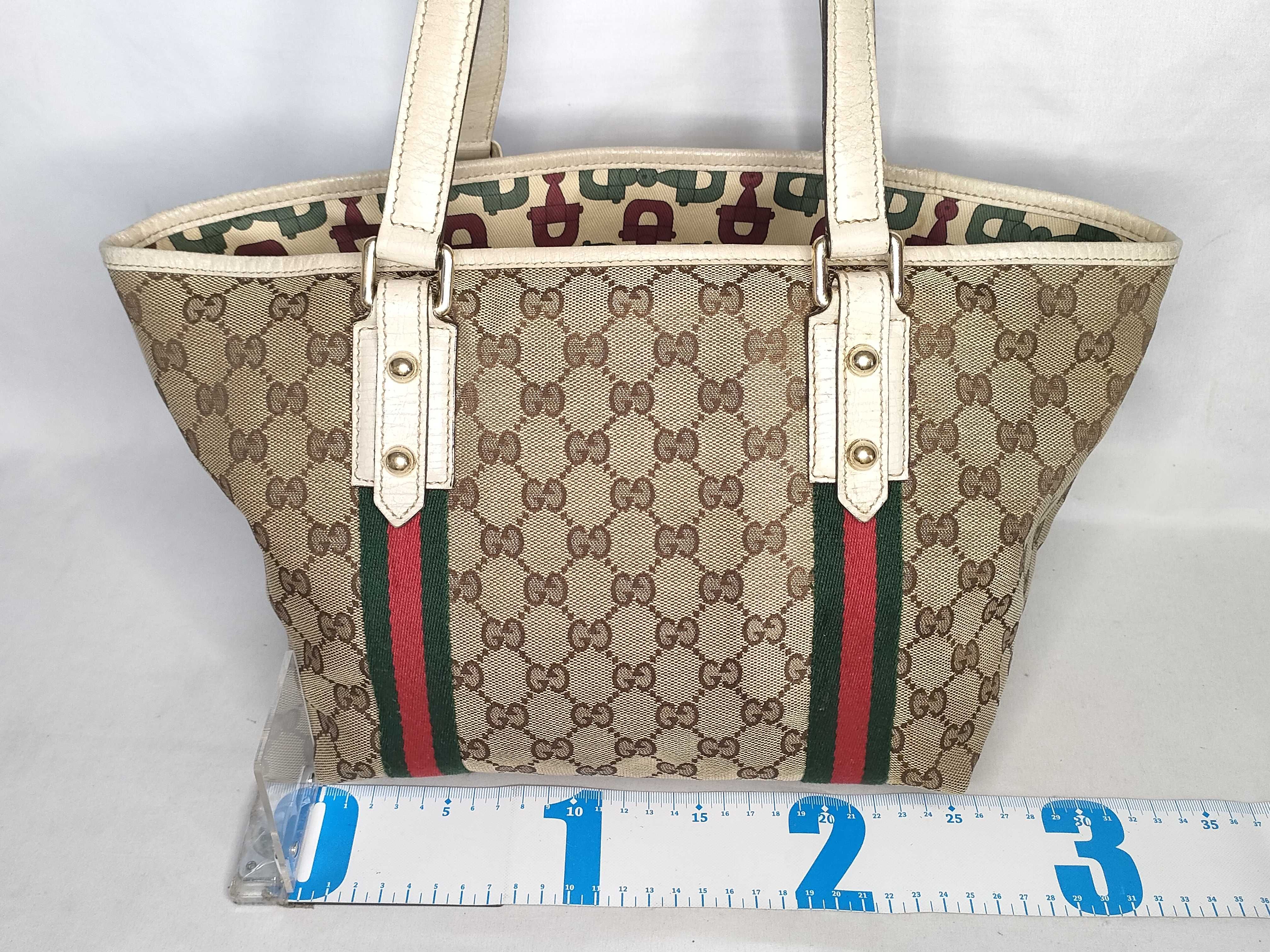GG Canvas Tote Bag, Canvas Sherry Line, White Tote Bag — view 2