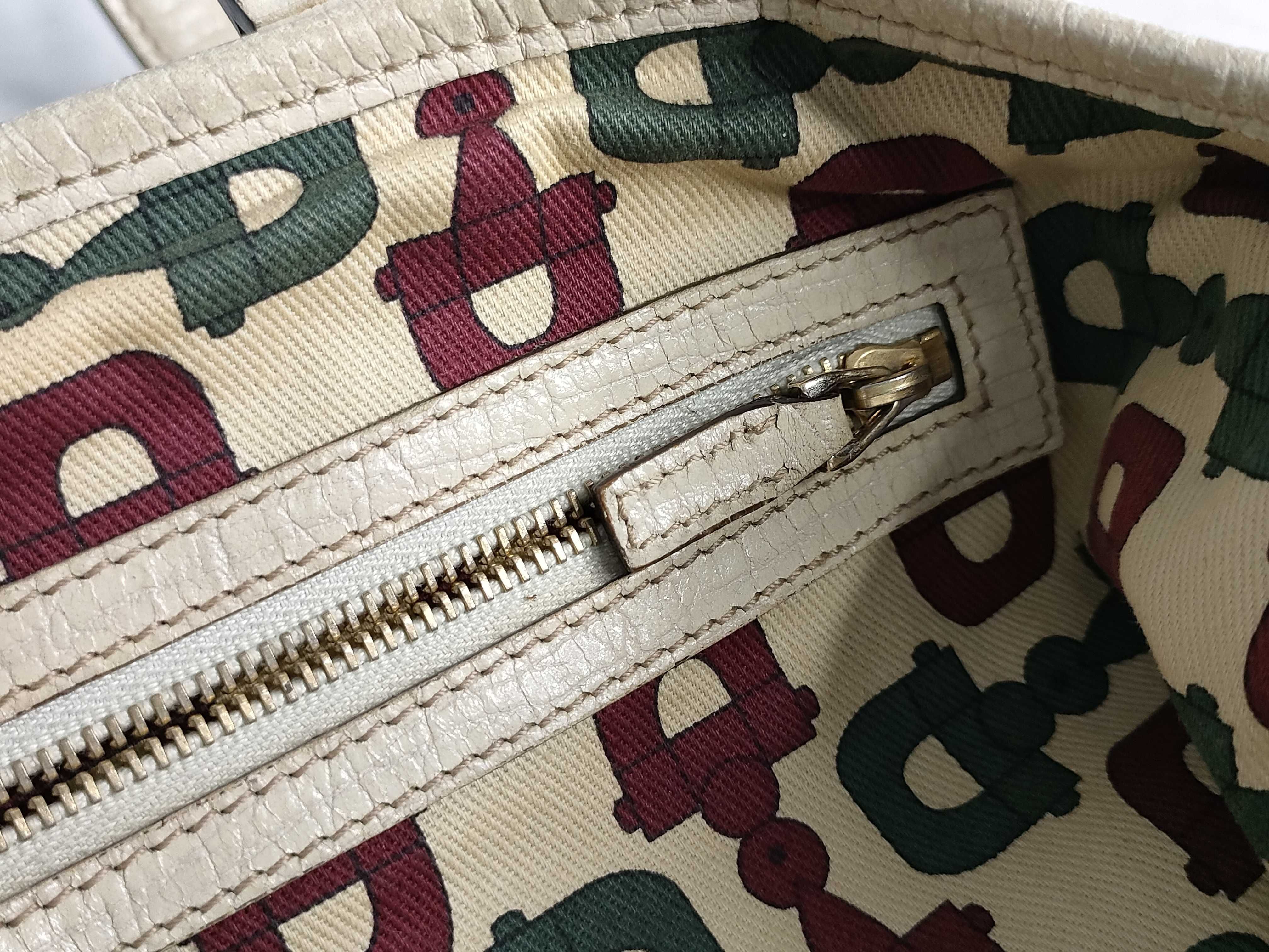GG Canvas Tote Bag, Canvas Sherry Line, White Tote Bag — view 12
