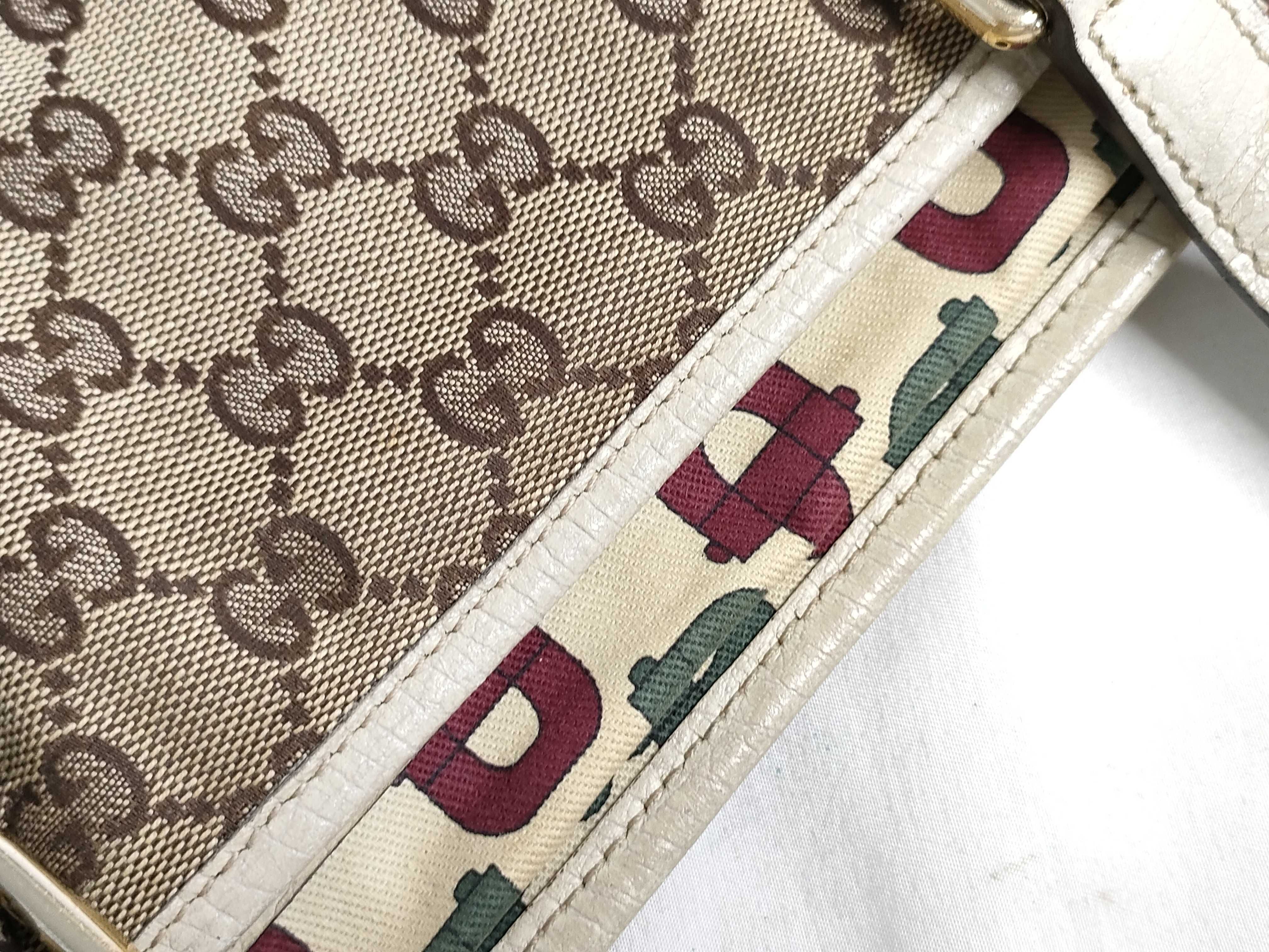 GG Canvas Tote Bag, Canvas Sherry Line, White Tote Bag — view 14