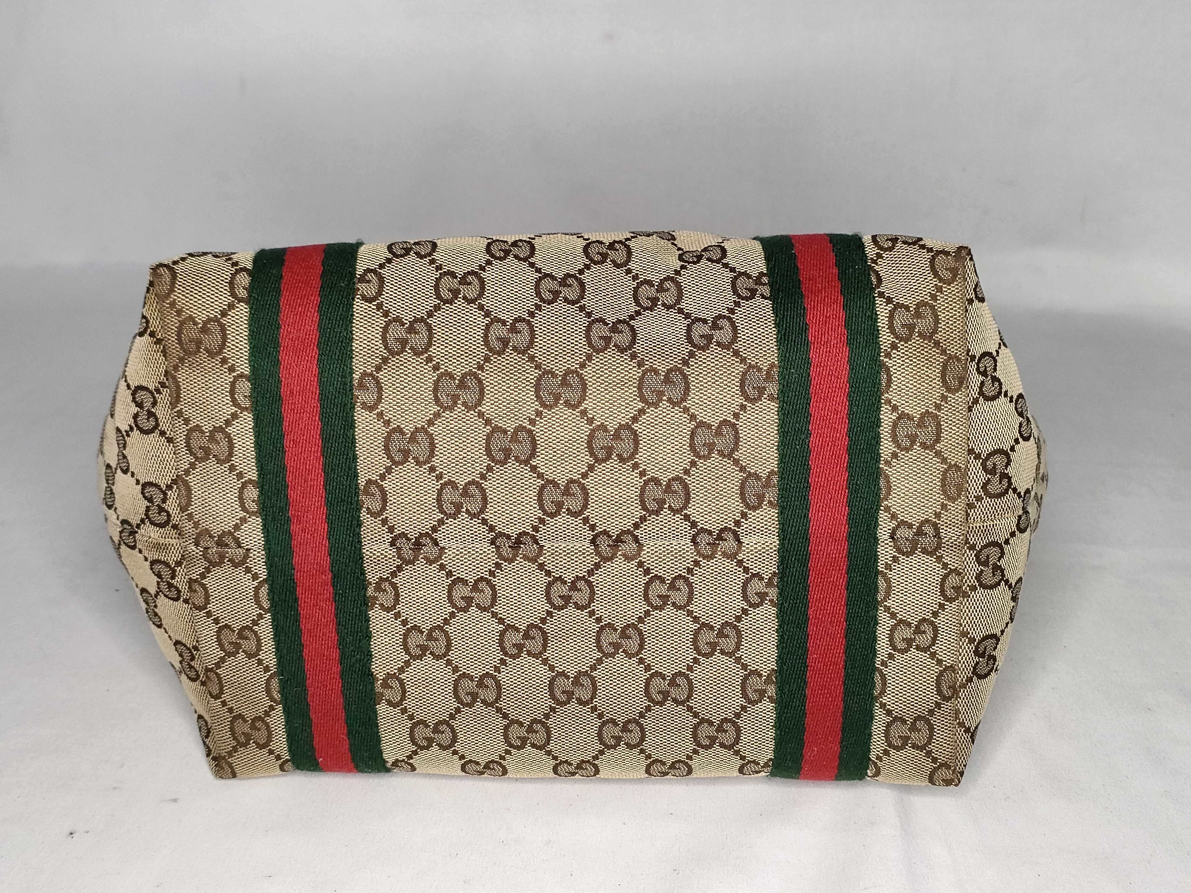 GG Canvas Tote Bag, Canvas Sherry Line, White Tote Bag — view 7