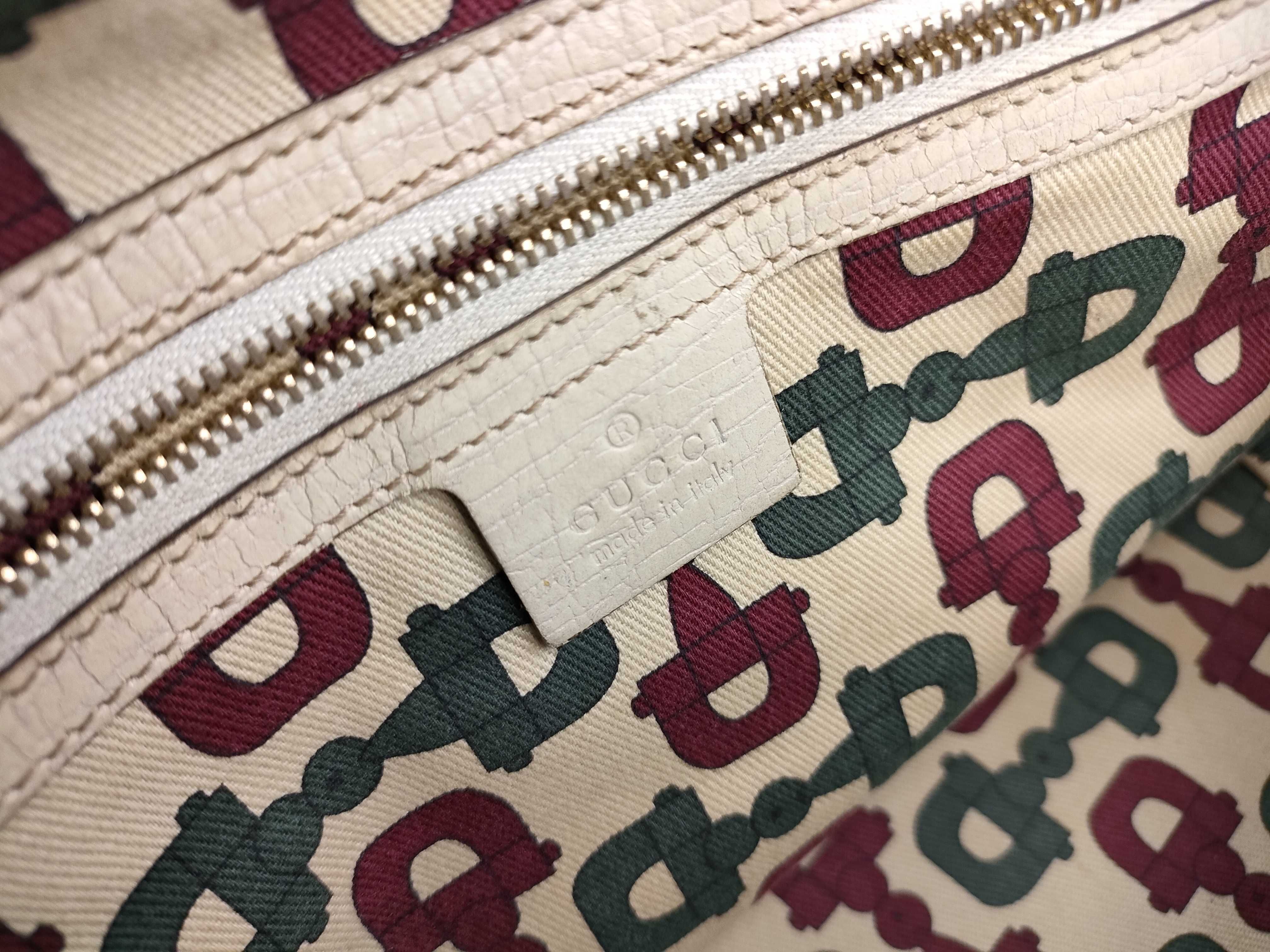 GG Canvas Tote Bag, Canvas Sherry Line, White Tote Bag — view 10
