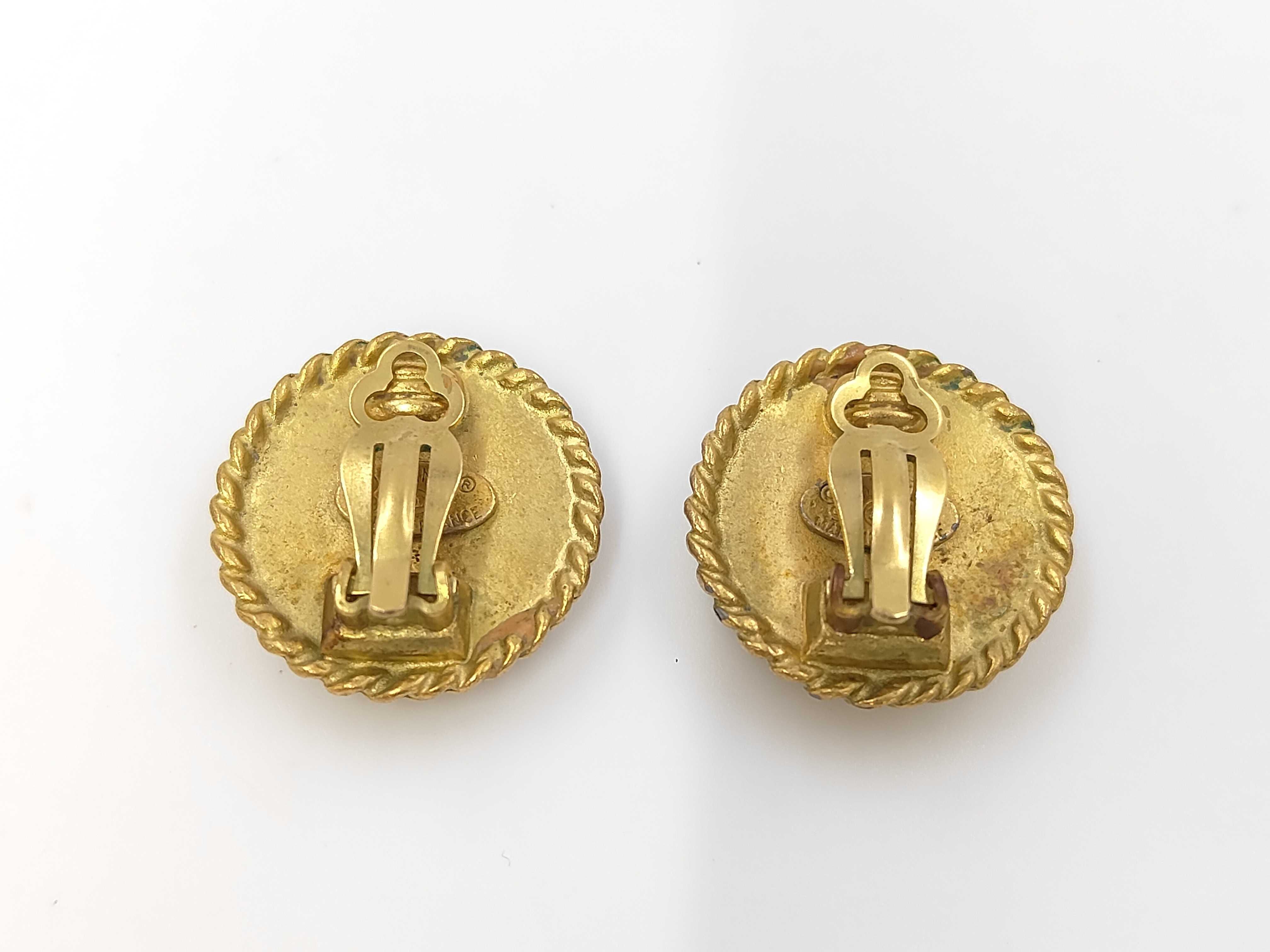 Coco Mark Round Gold x Black Earrings — view 2