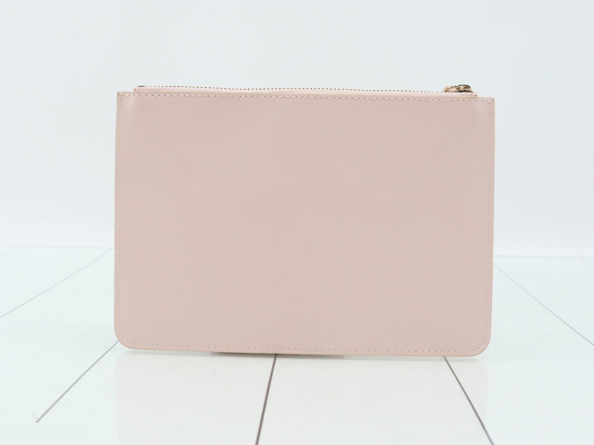 Logo pouch, leather, multi-colored, pink, with strap. — view 2