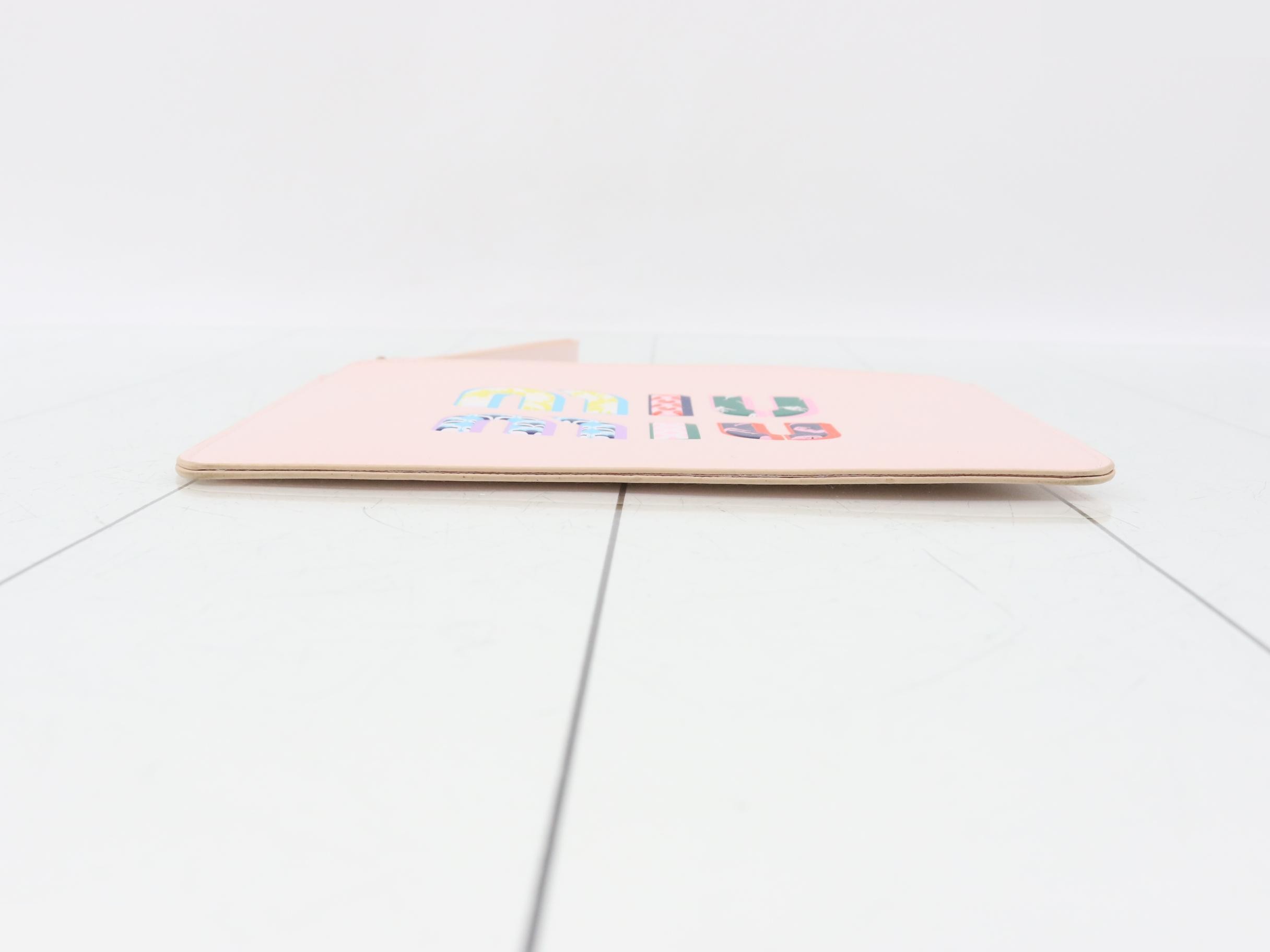 Logo pouch, leather, multi-colored, pink, with strap. — view 3