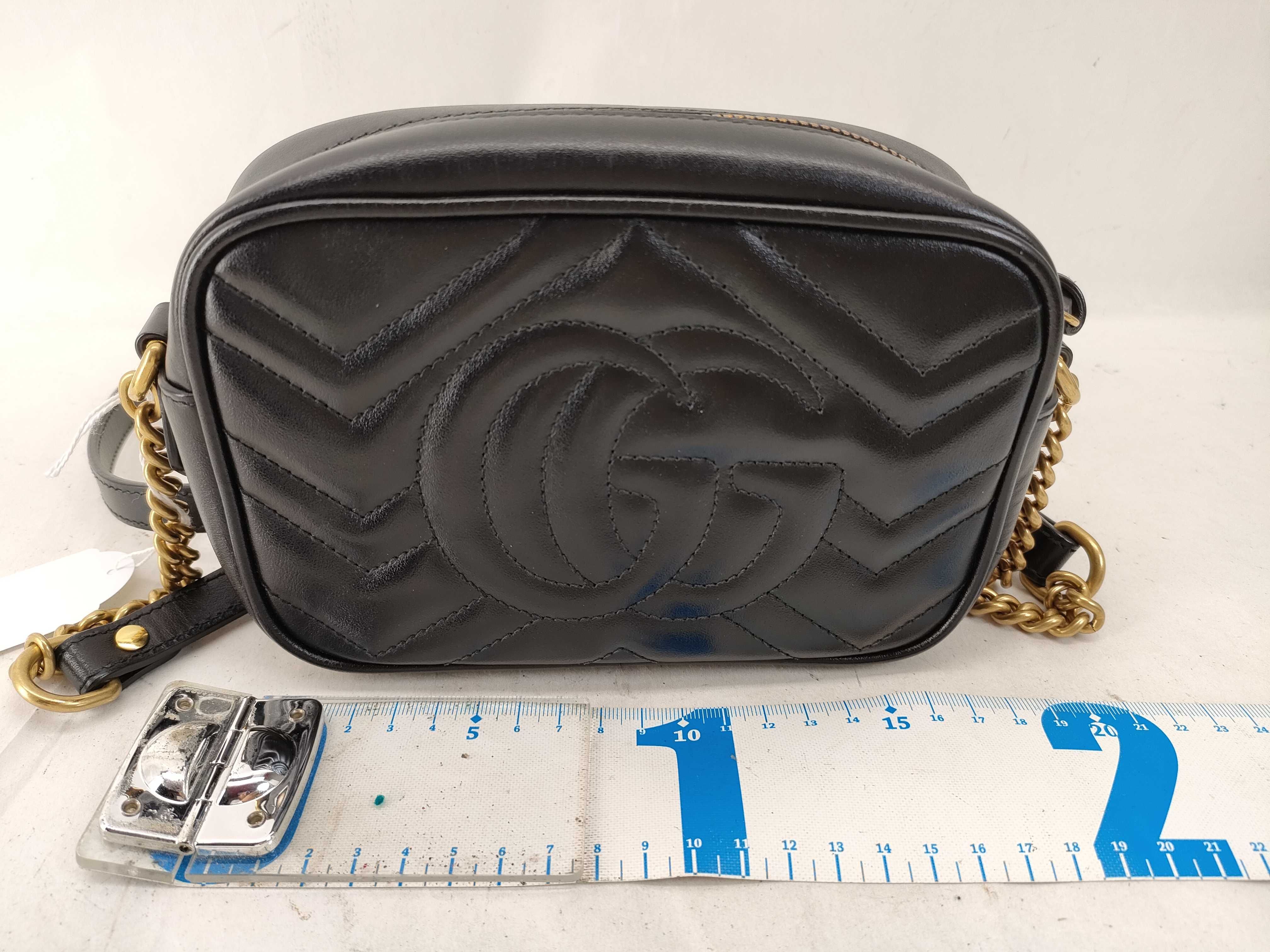 FR- GG Marmont Leather Chain Shoulder Bag Black 634785 Shoulder Bag — view 2