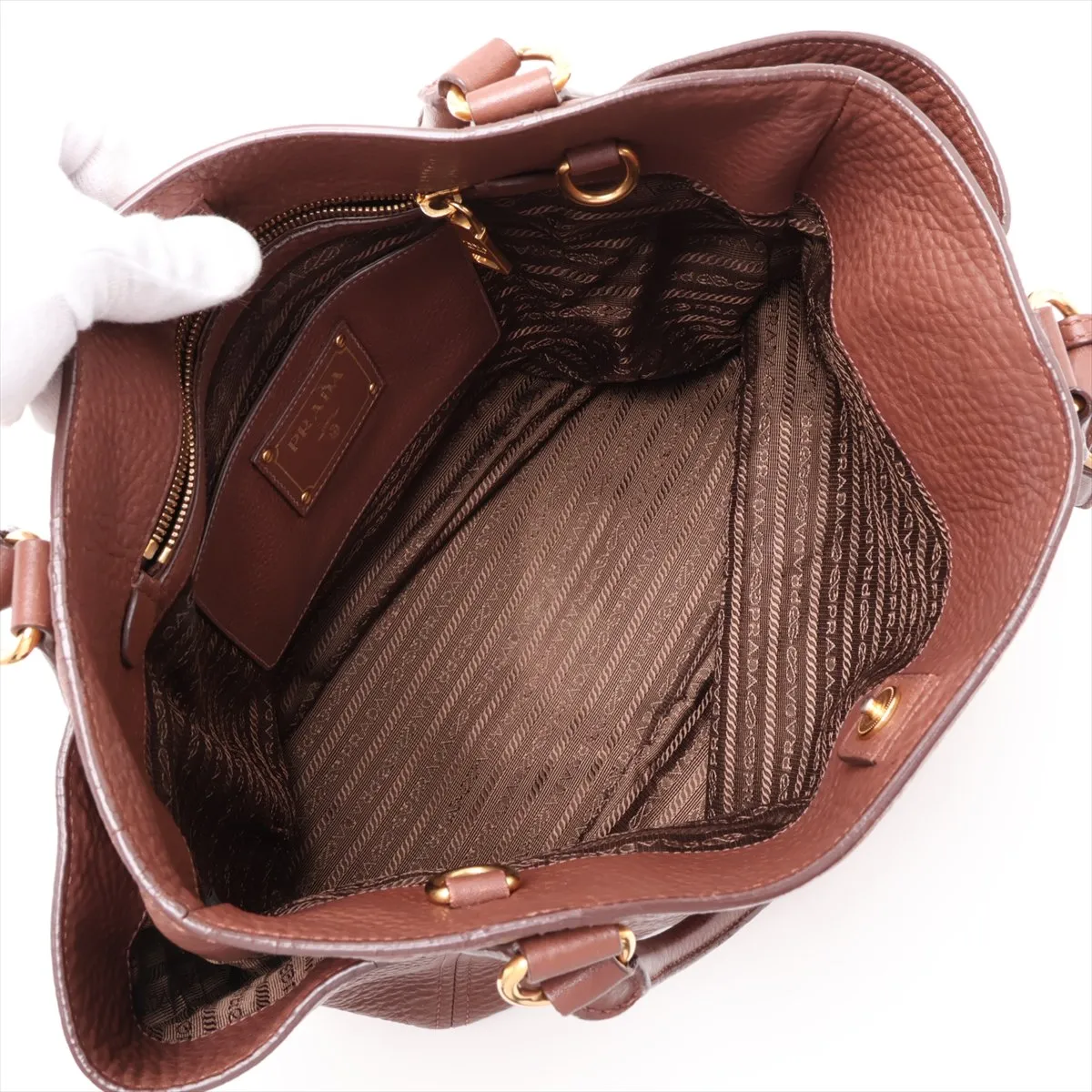Leather 2-Way Tote Bag, Brown — view 8