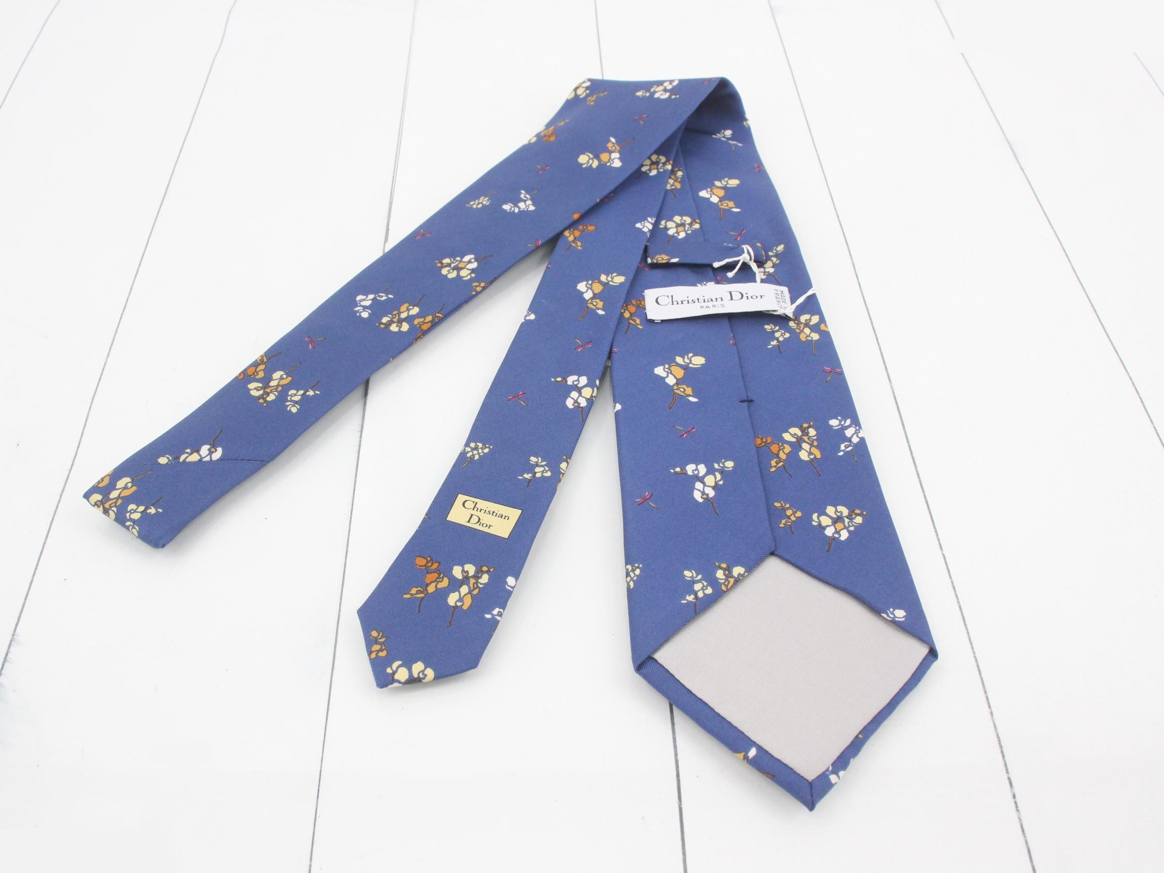 Silk floral tie, blue — view 2