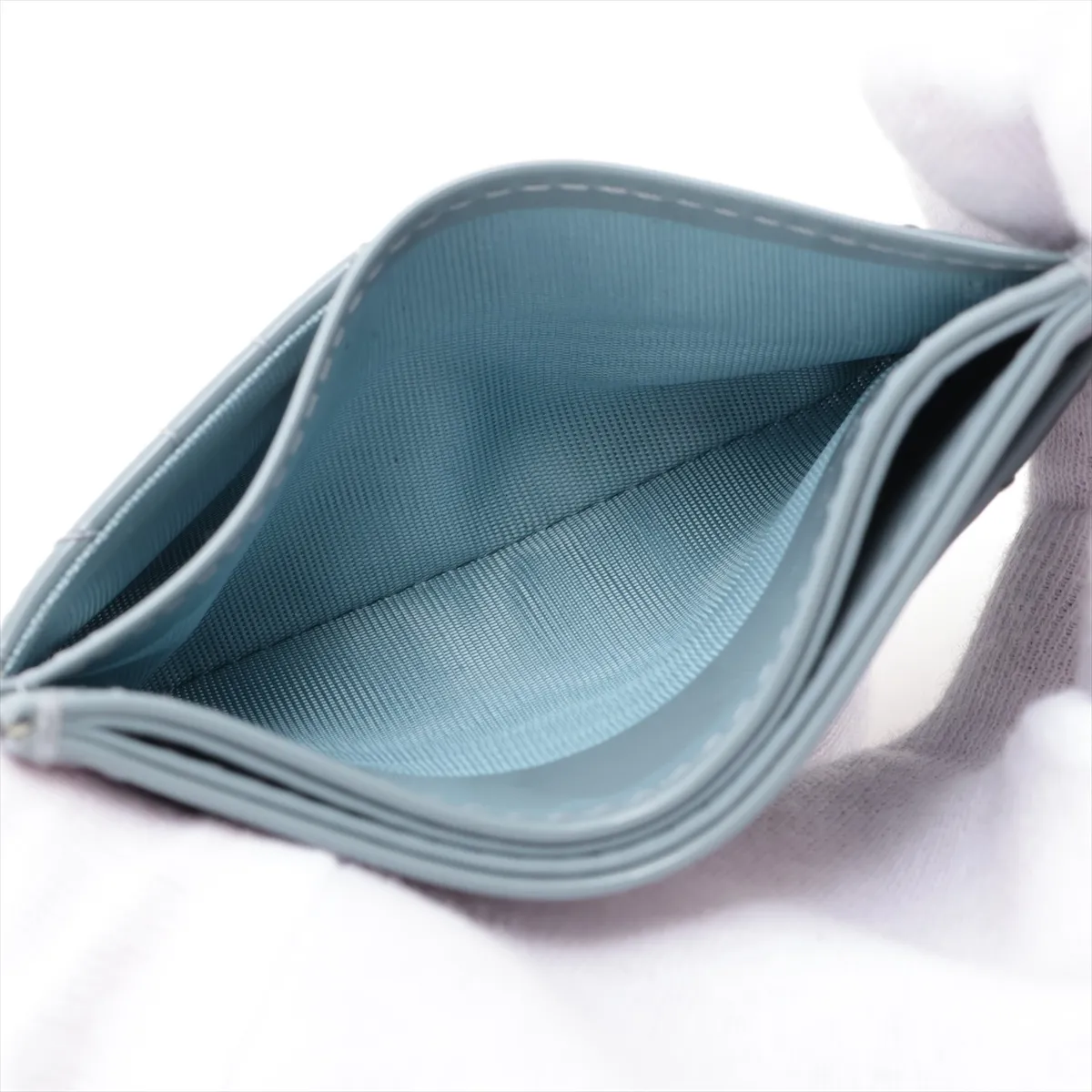 Lady Dior Cannage Patent Leather Card Case Blue — view 4