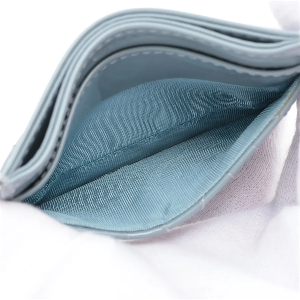 Lady Dior Cannage Patent Leather Card Case Blue — view 7
