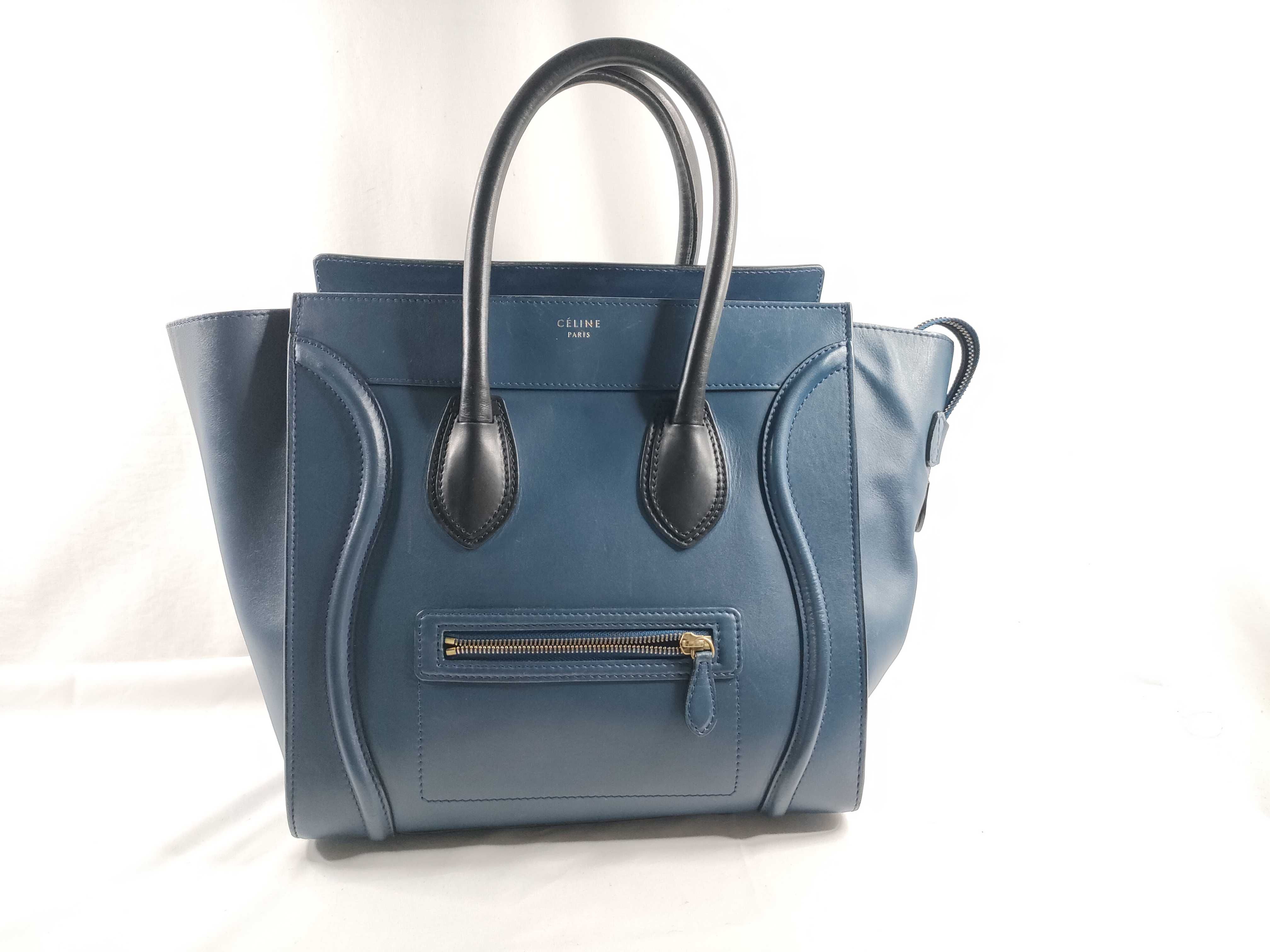Tote Bag, Celine Luggage Mini Shopper Leather Tote Bag, Handbag, Bicolor, Old Logo Handbag