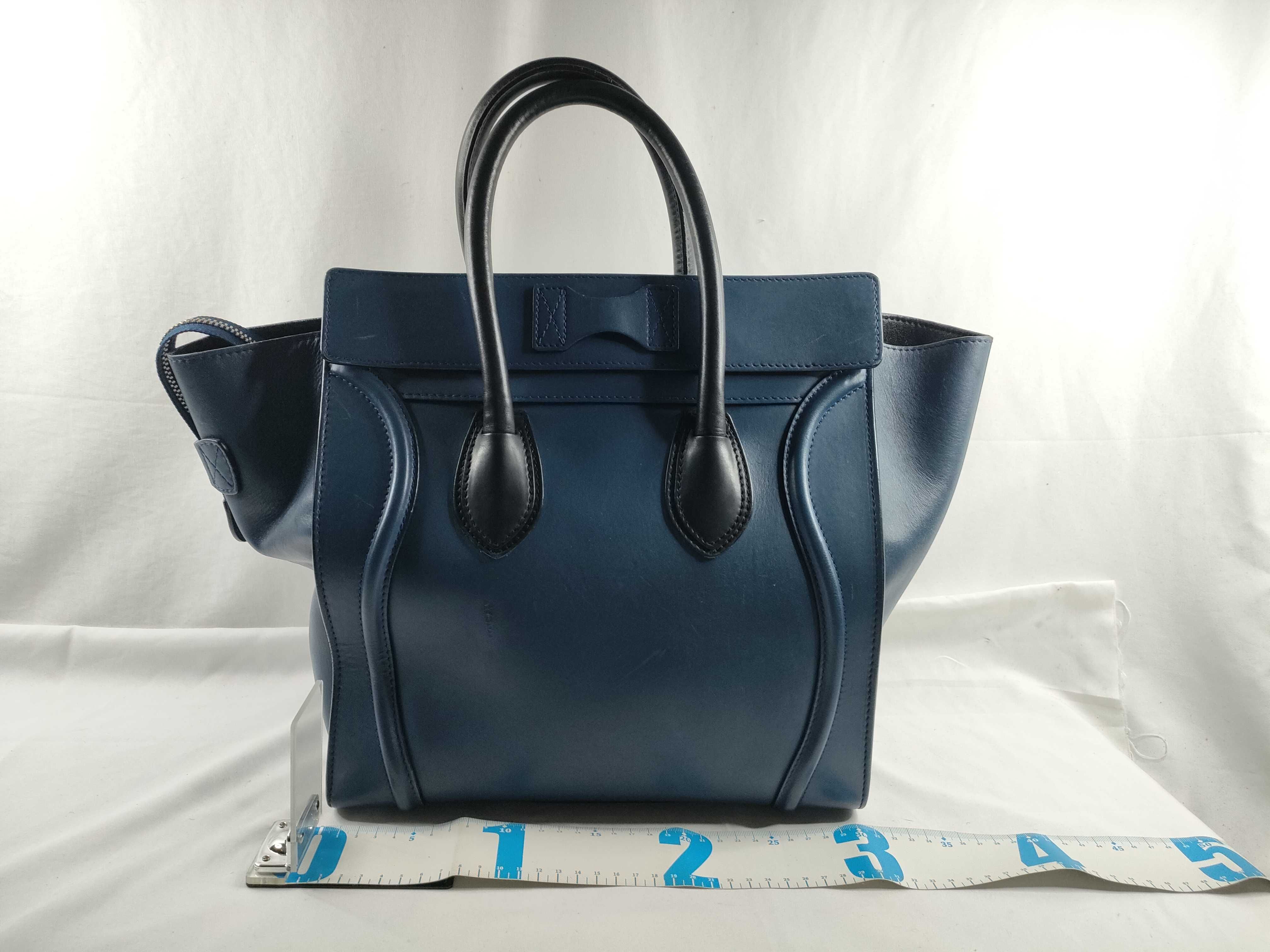 Tote Bag, Celine Luggage Mini Shopper Leather Tote Bag, Handbag, Bicolor, Old Logo Handbag — view 2