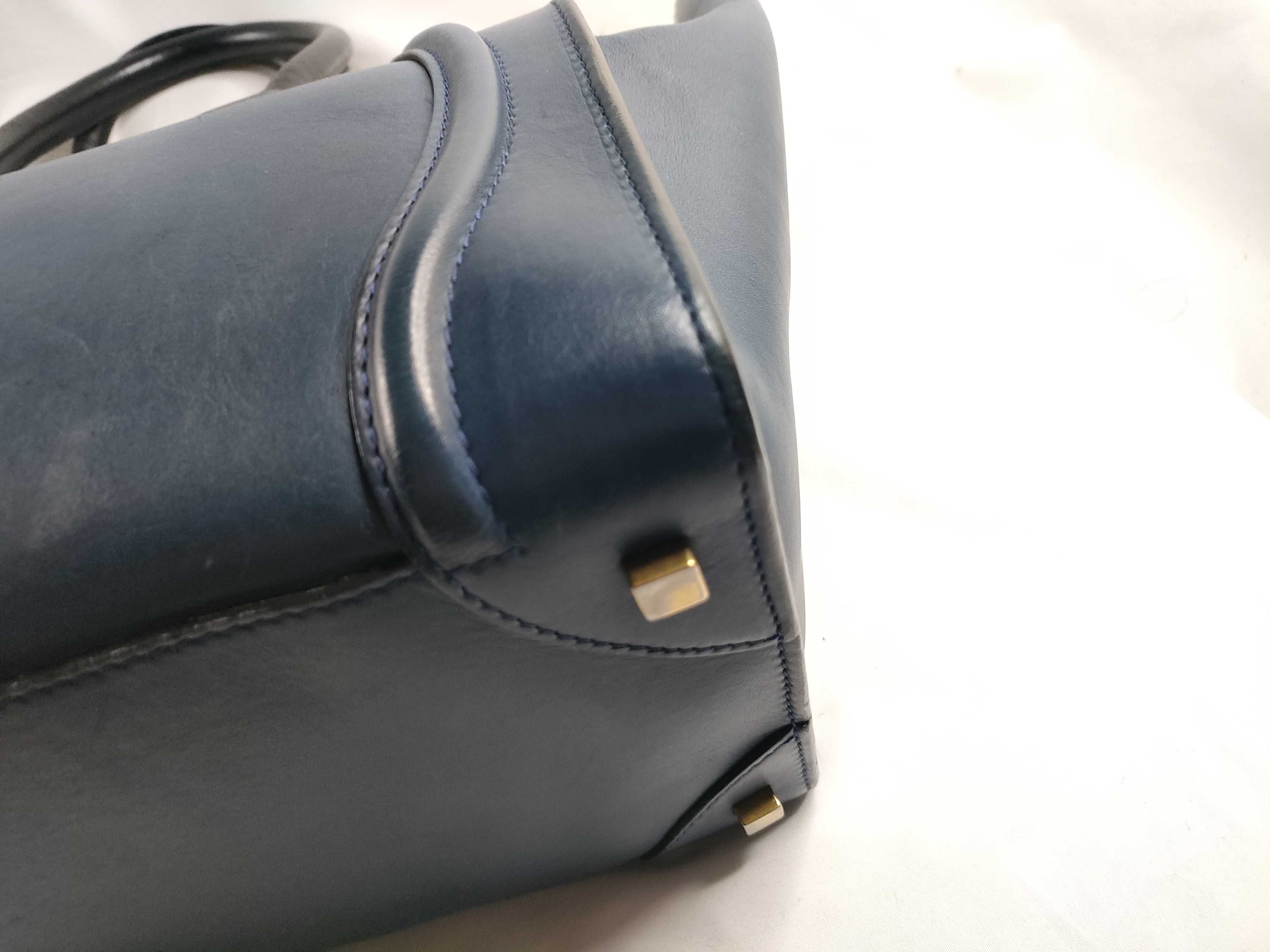 Tote Bag, Celine Luggage Mini Shopper Leather Tote Bag, Handbag, Bicolor, Old Logo Handbag — view 5