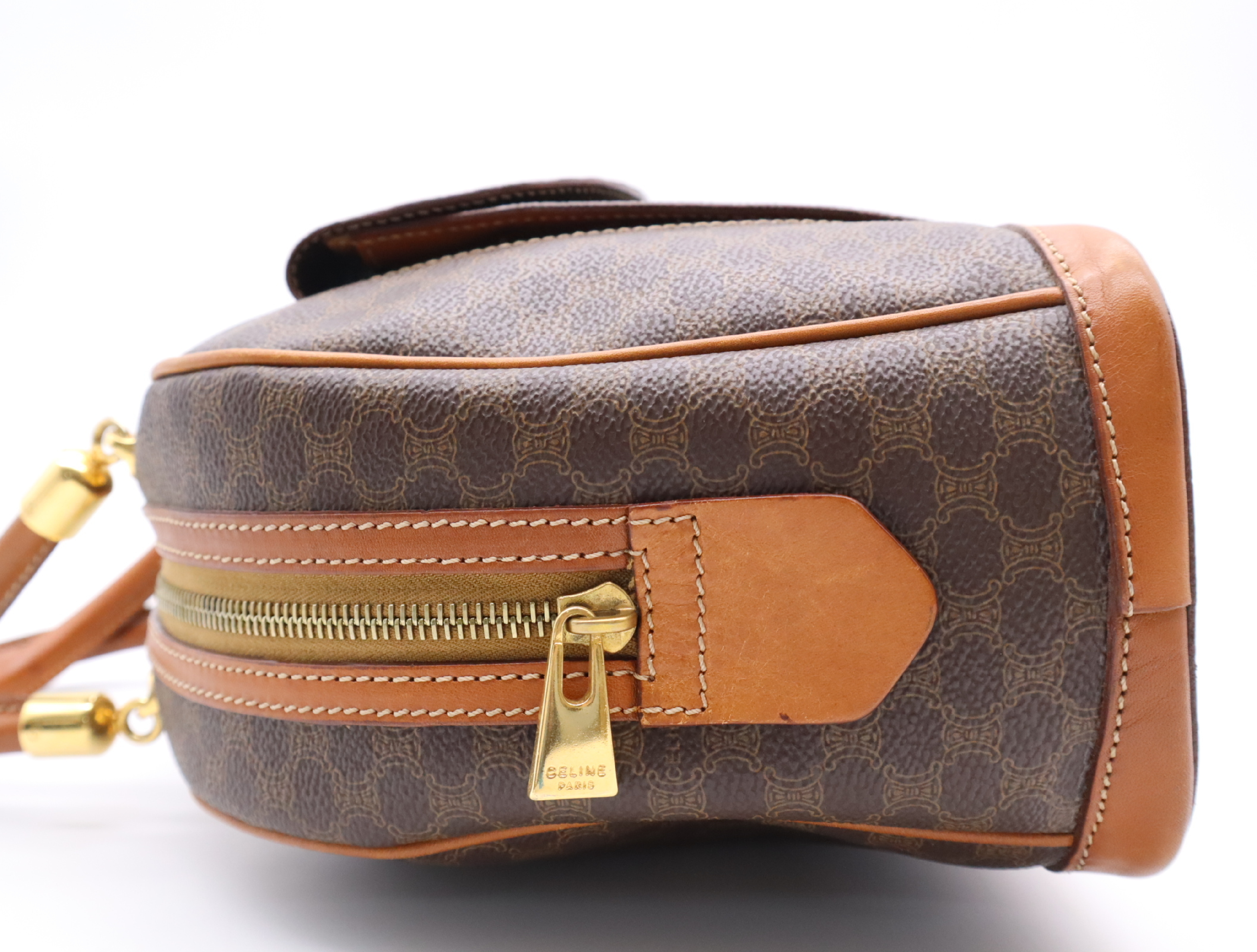PVC x Leather Macadam Handbag, Brown/Light Brown, Gold Hardware — view 3