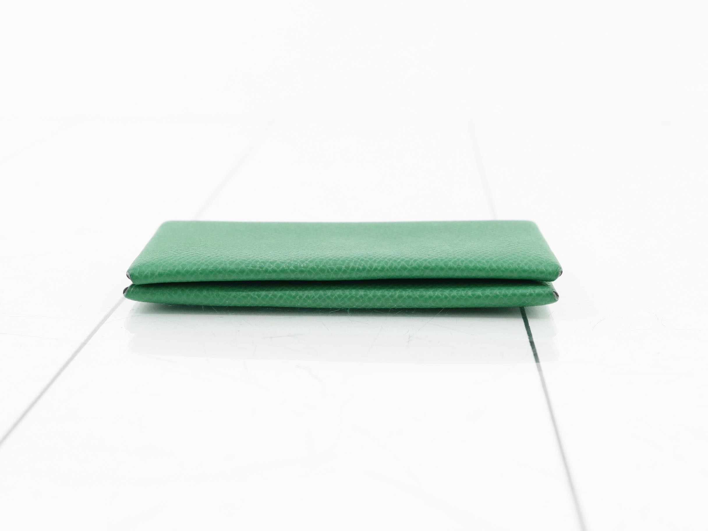 Calvi Card Case, Z Stamp, Epsom Leather, Green — view 3