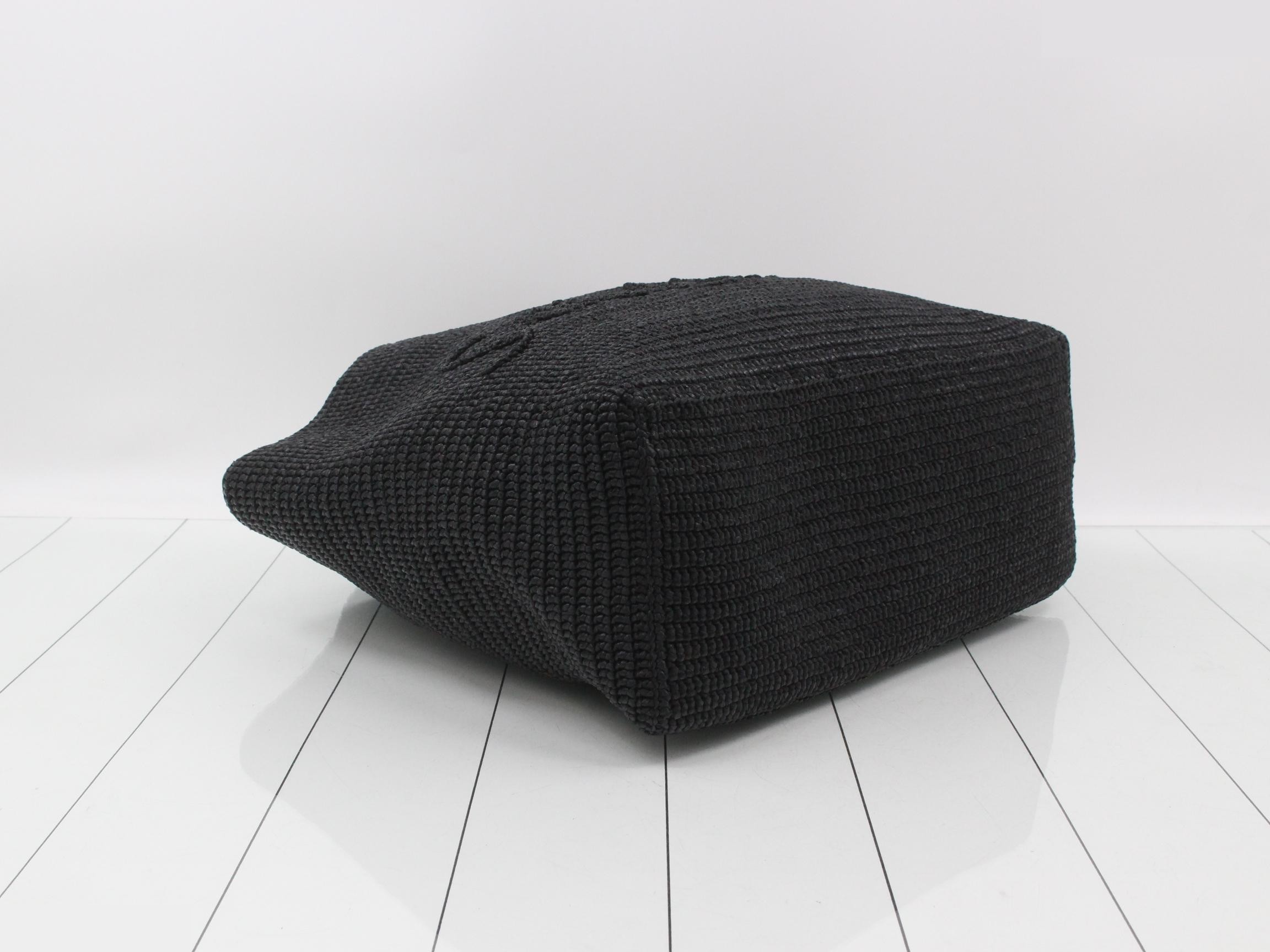 Tote bag with logo, raffia, black — view 5