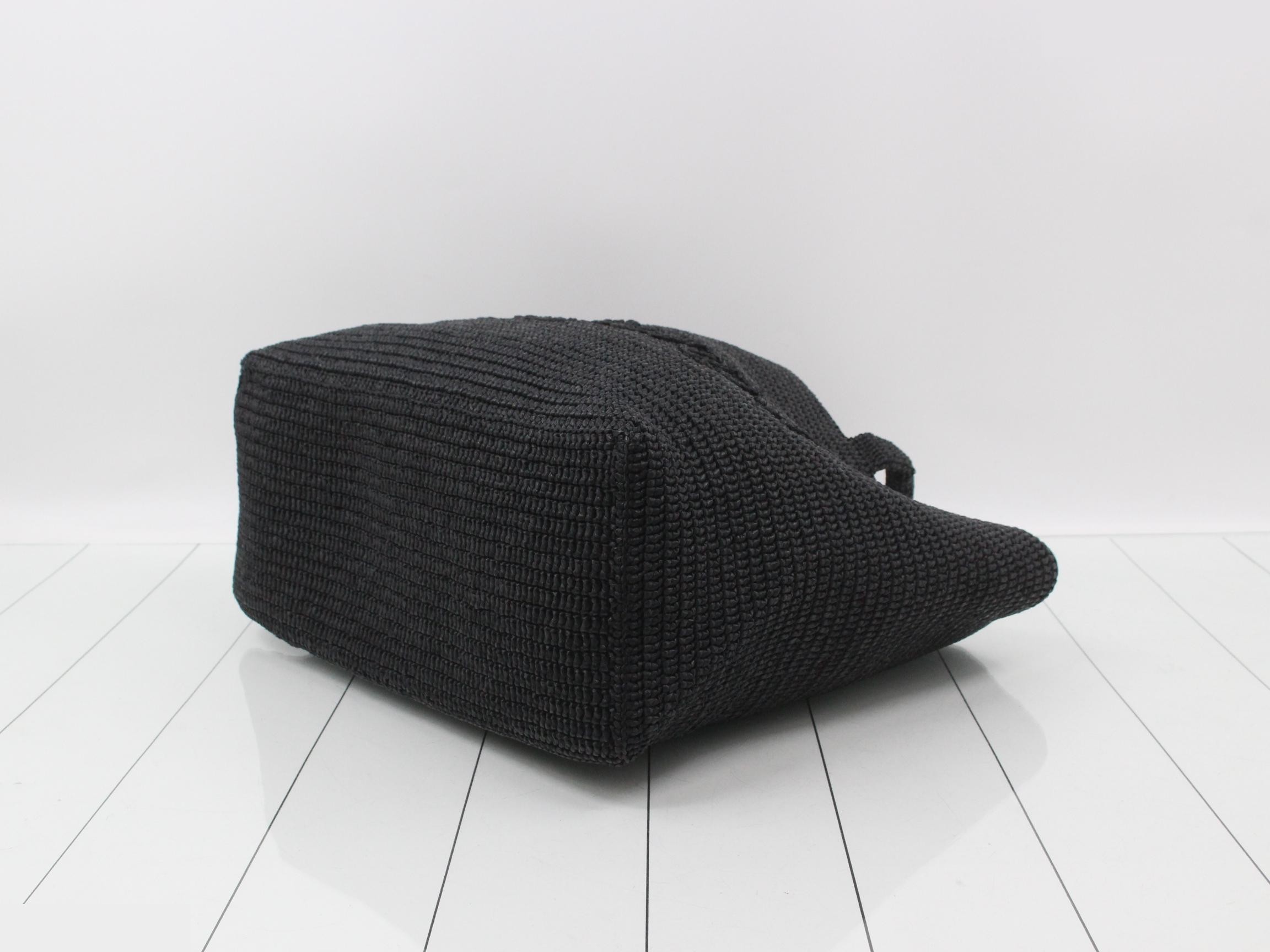 Tote bag with logo, raffia, black — view 6