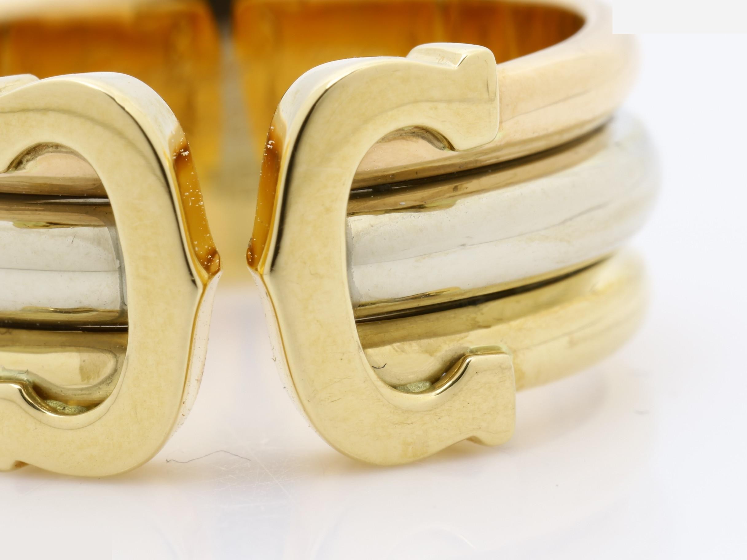 2C motif ring, 750WG/YG/PG, 8.5g, #56 stamped. — view 2
