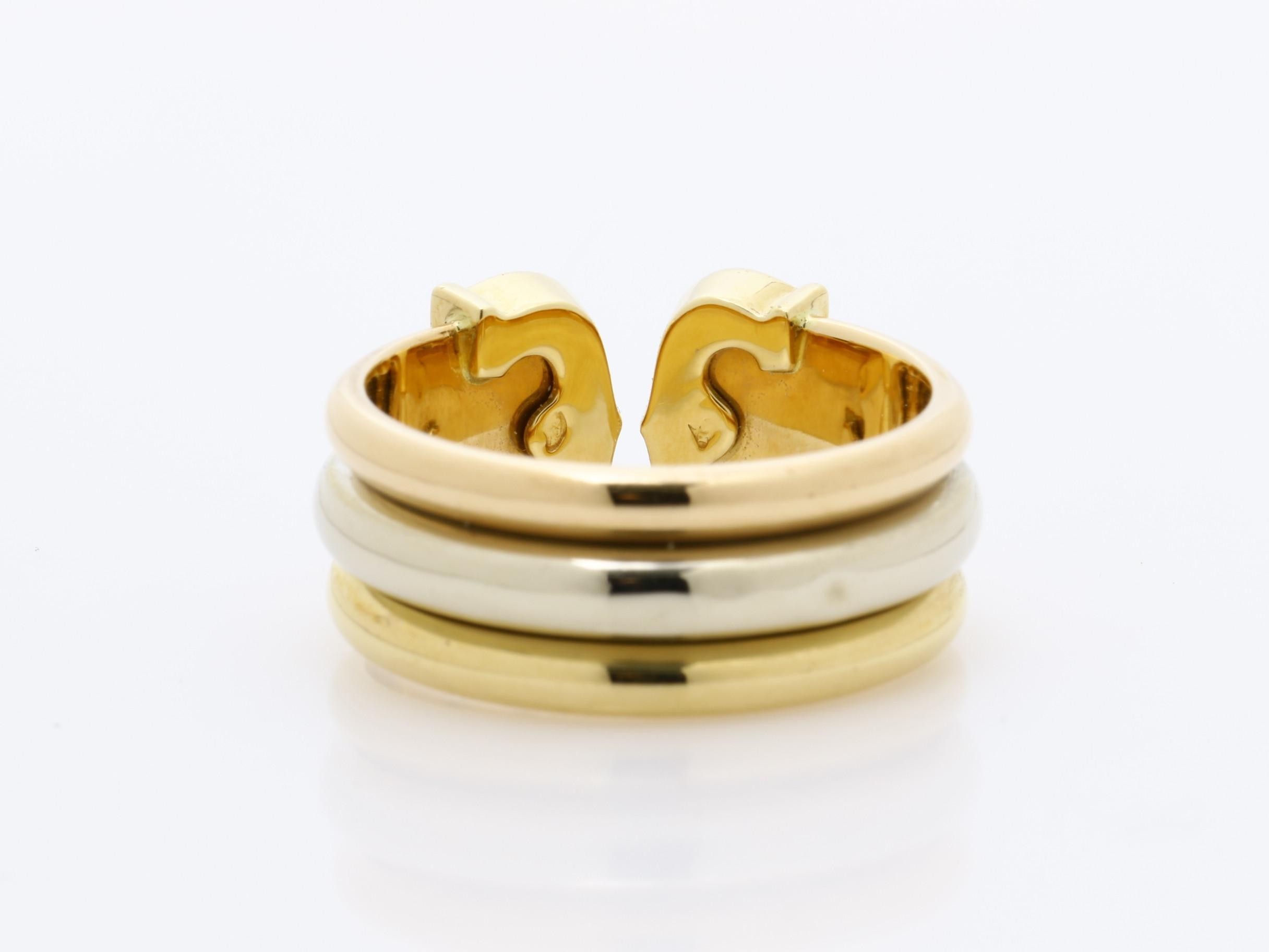 2C motif ring, 750WG/YG/PG, 8.5g, #56 stamped. — view 4