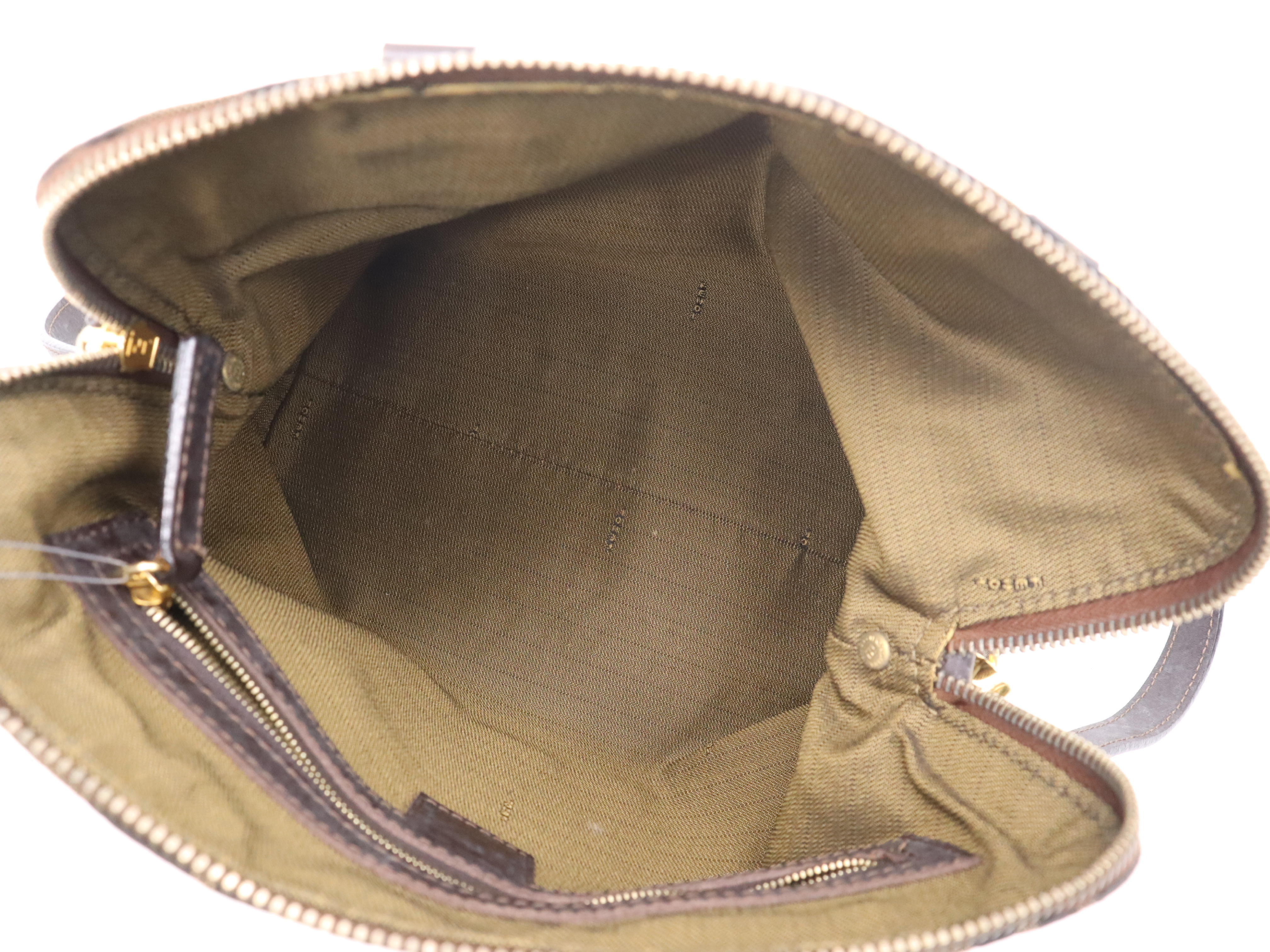 Canvas x Leather Zucca 2-Way Handbag in Brown with Gold Hardware, Shoulder Strap, and Dust Bag. — view 11