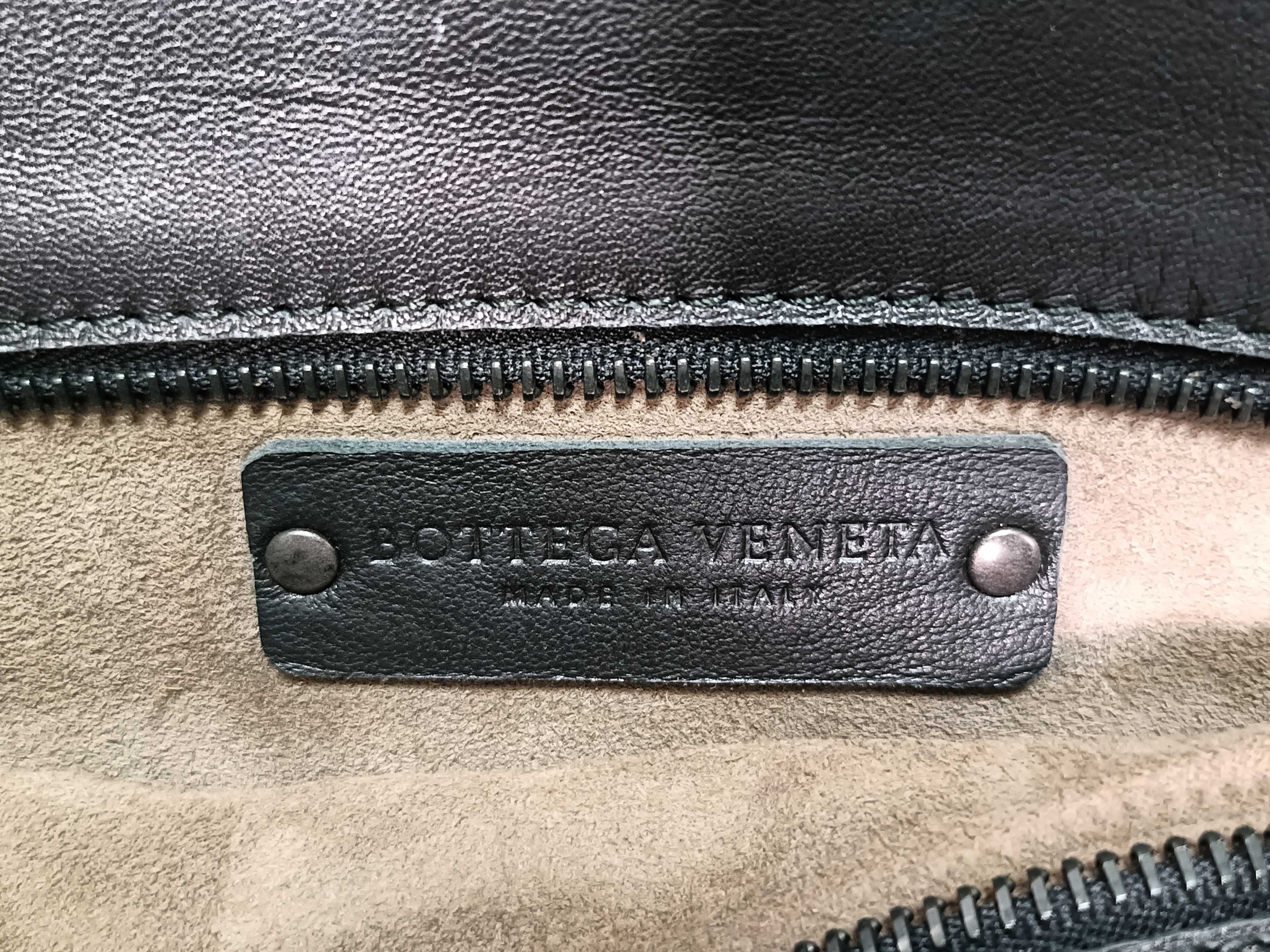 Intrecciato Leather Tote Bag, Black — view 11
