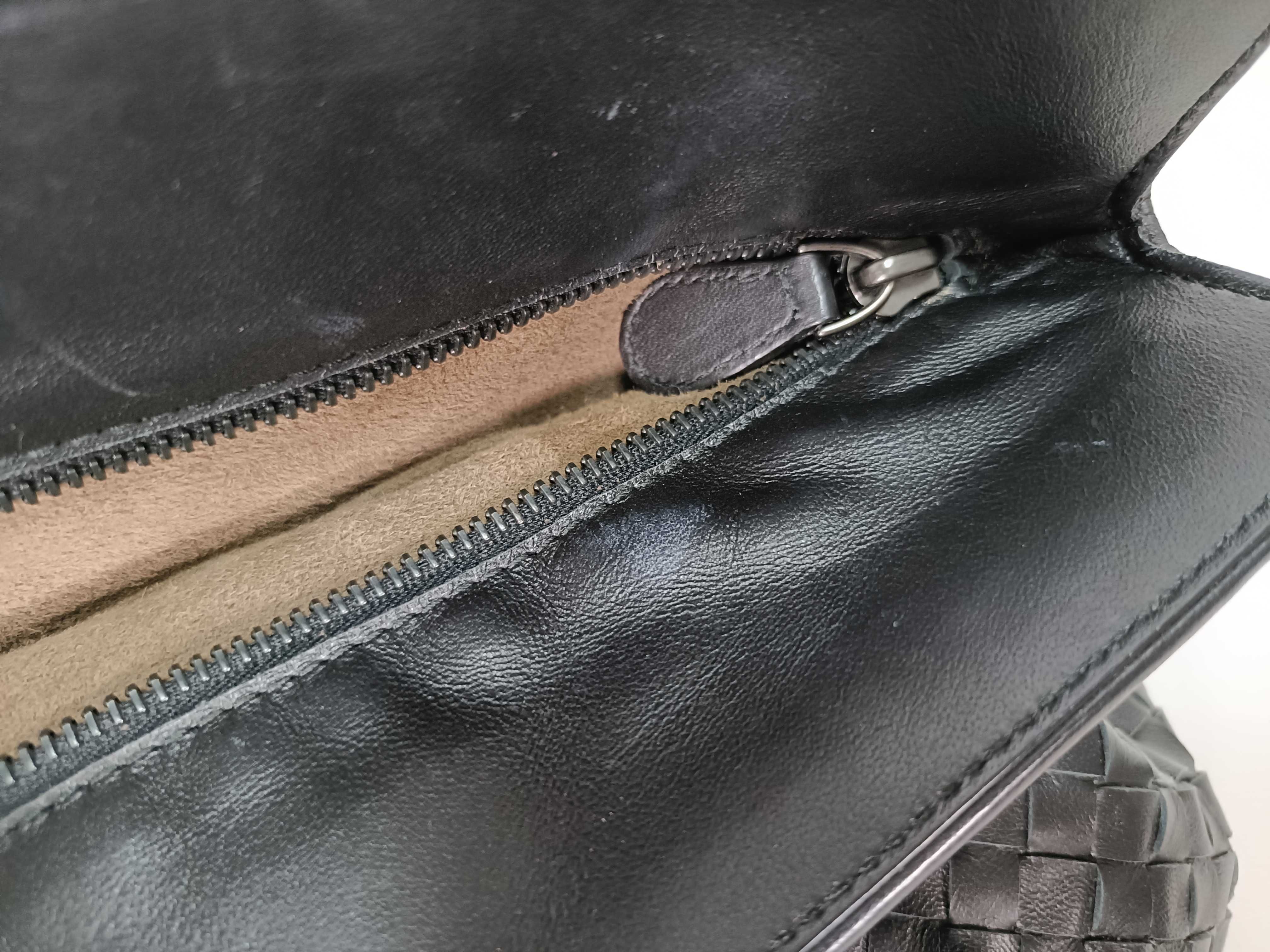 Intrecciato Leather Tote Bag, Black — view 13