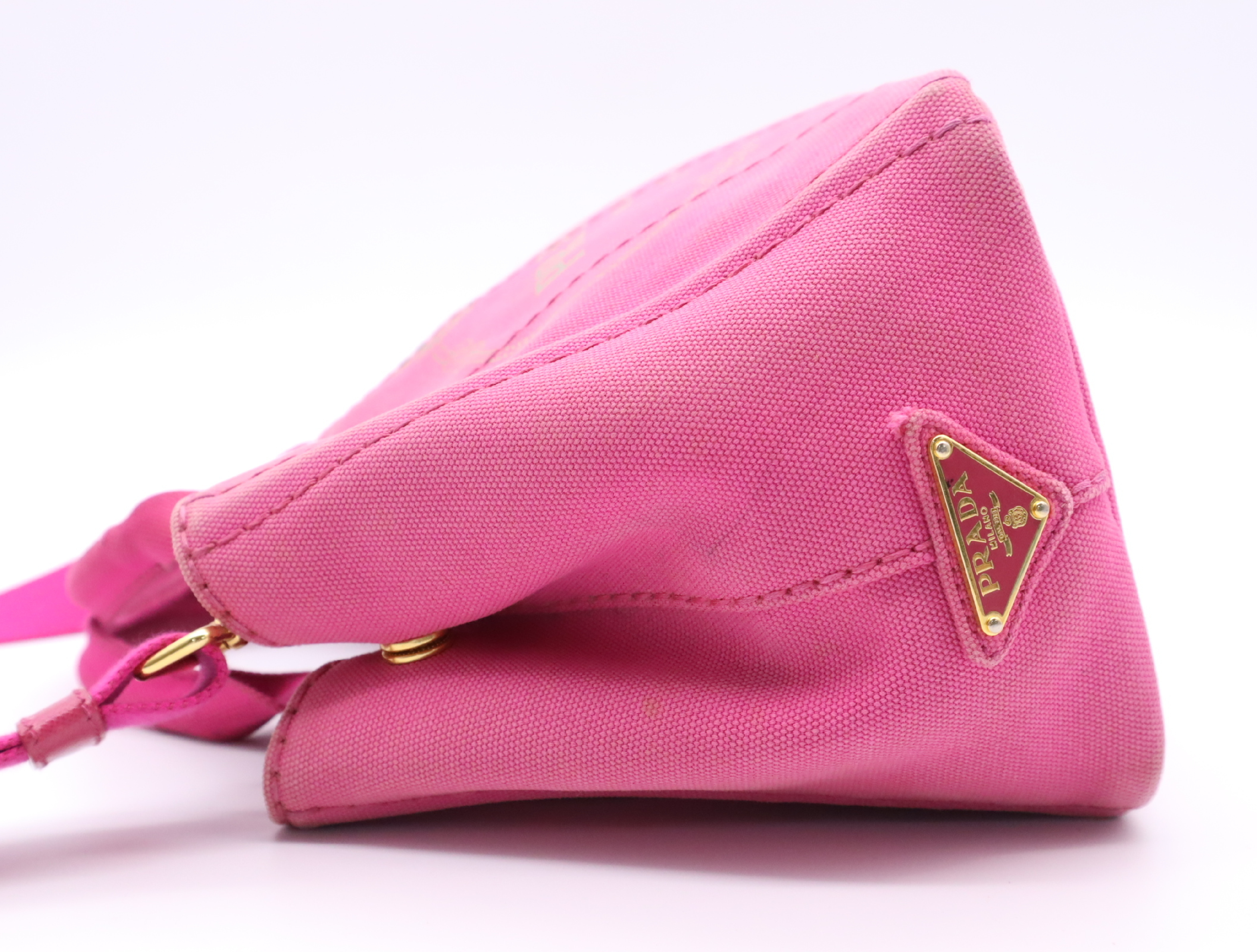 1BG439 Canvas Canapa 2-way Tote Bag, Pink, Gold Hardware, Shoulder Strap, Card Holder Included. — view 3