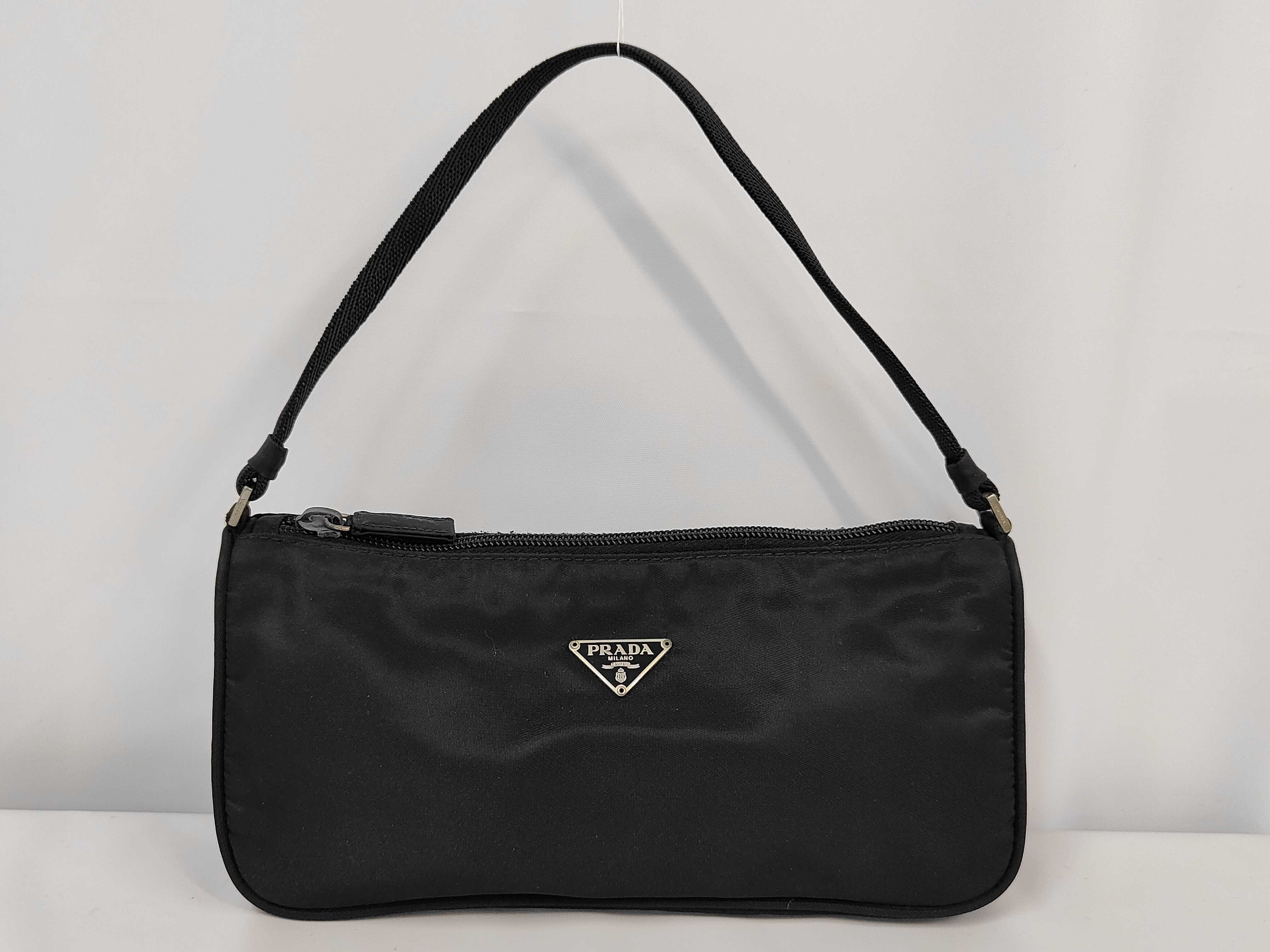 Accessory Pouch, Nylon, Triangle Logo Plate, NERO (Black) Handbag