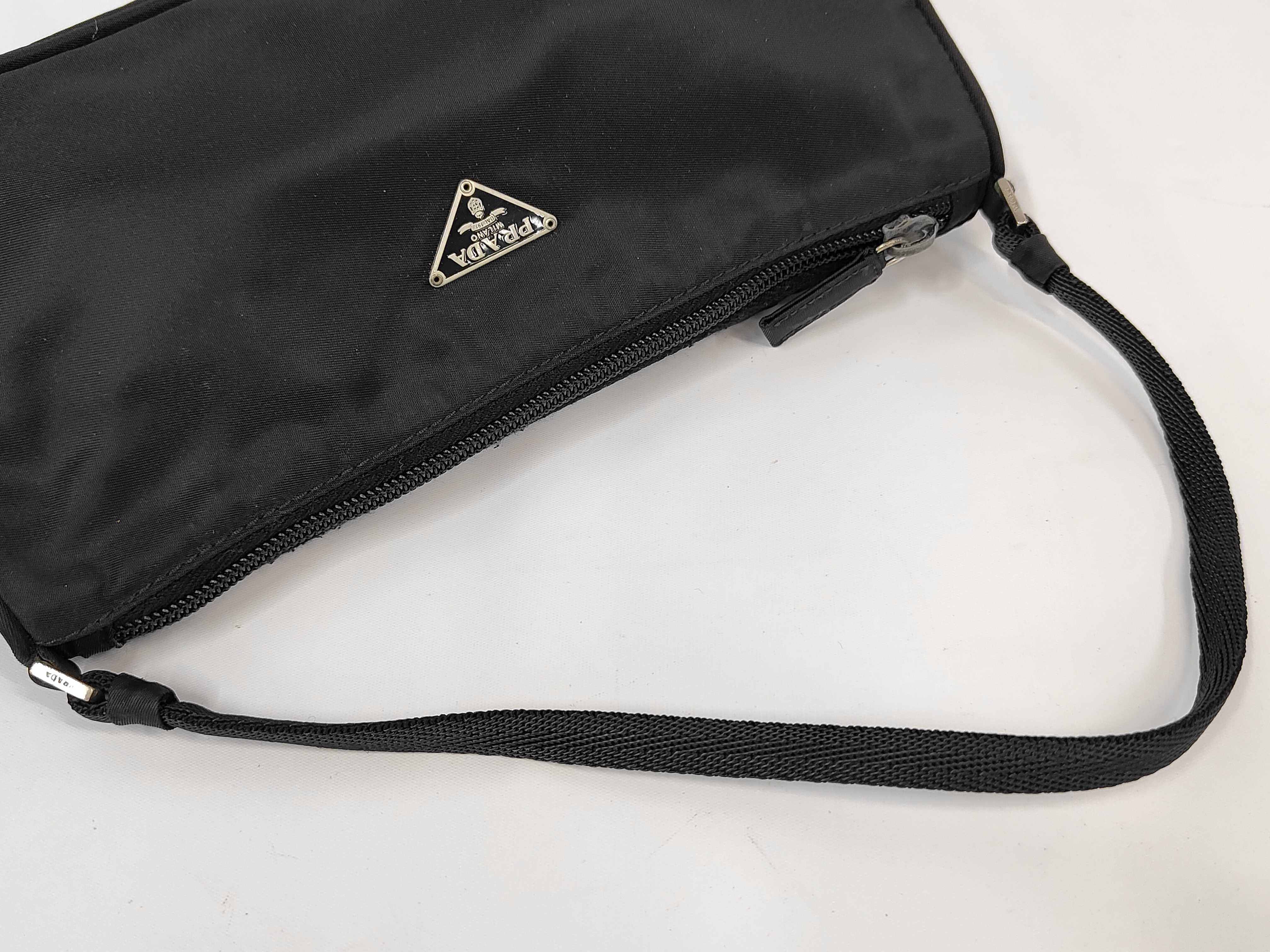 Accessory Pouch, Nylon, Triangle Logo Plate, NERO (Black) Handbag — view 3