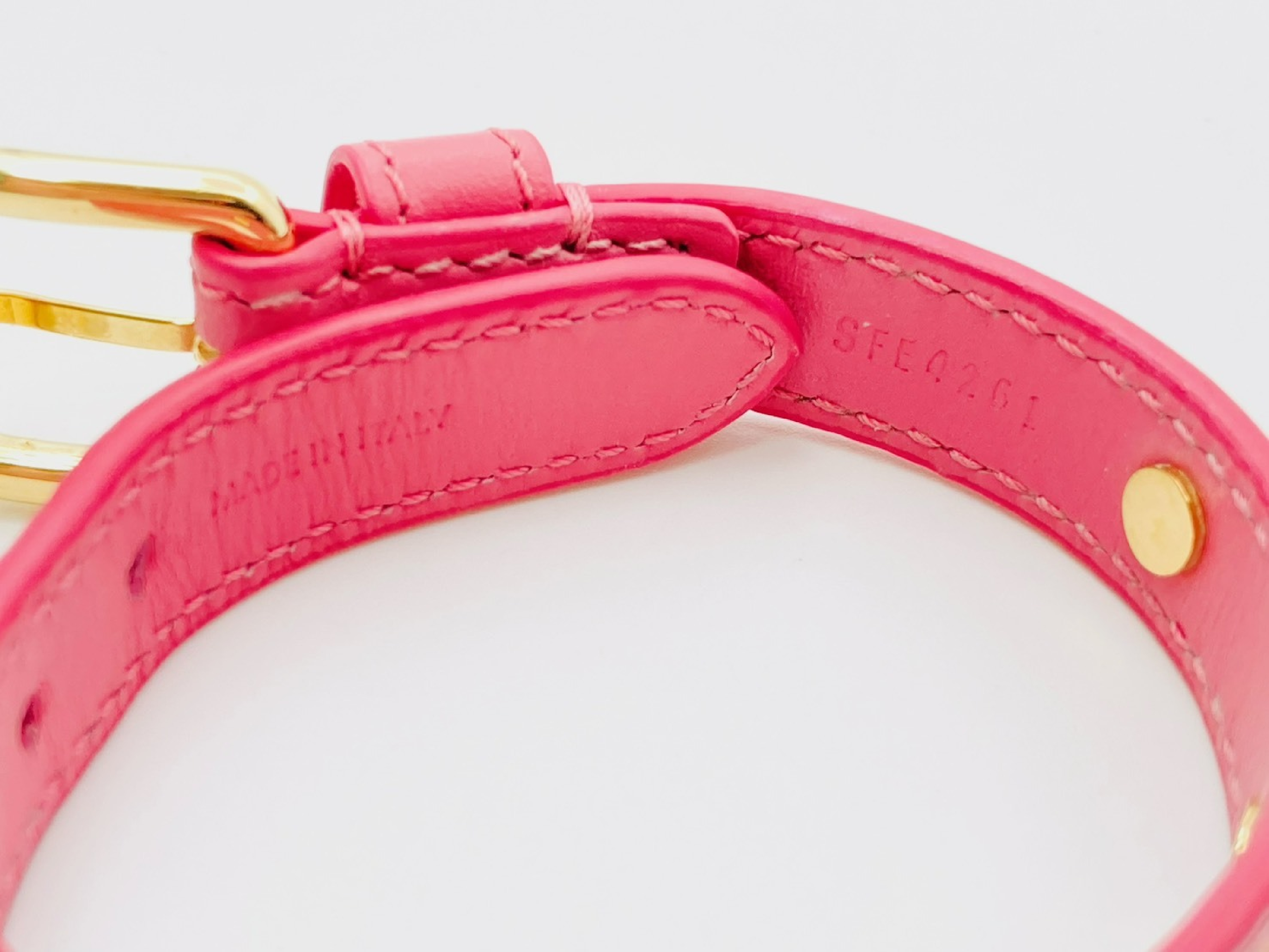 Triomphe Leather Bracelet, Pink x Gold (Bracelet/Bangle) — view 4